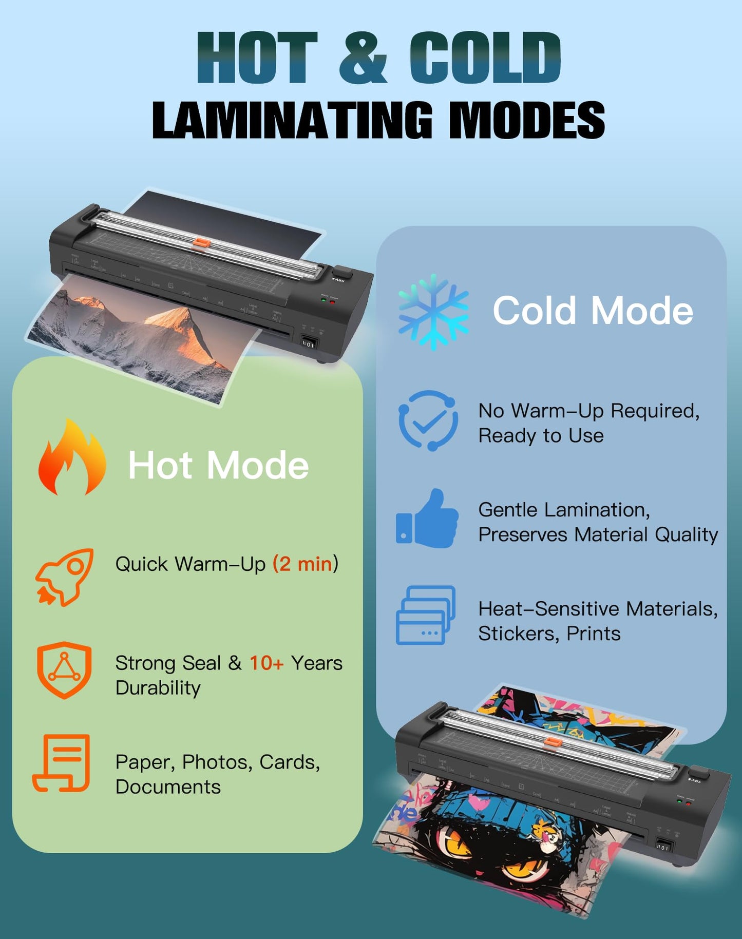 13 Inch Laminator Machine with Auto Paper Feed, Never Jam A3 Thermal & Cold Lamination, 20 Laminating Sheets, 10-in-1 Laminator with Cutter, Trimmer & Corner Rounder for Office School Home Use（Black）