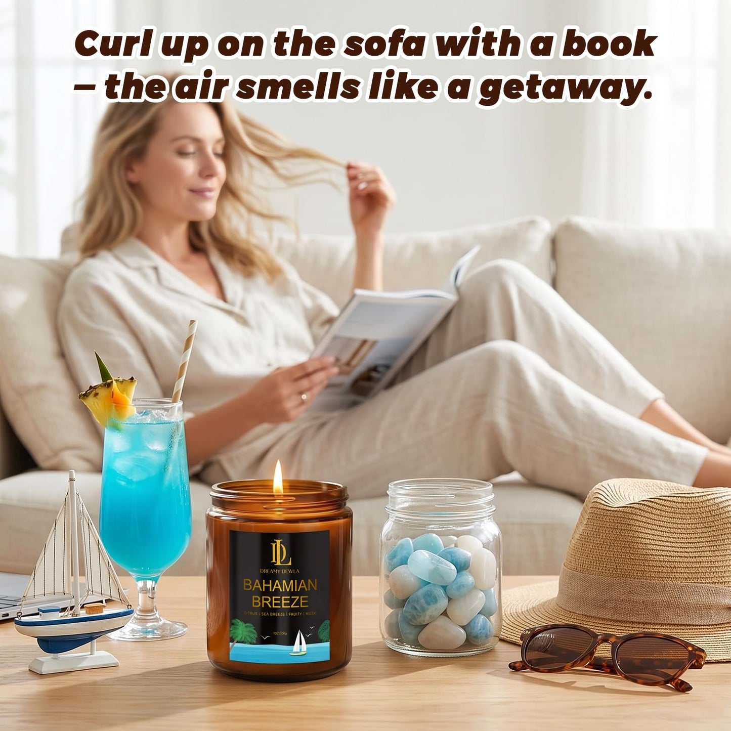 Scented Candles Gift Set, 4 Pack 28oz 200 Hours Burn, Candles for Women Men, Scents of Pineapple Cocktail/Coconut Vanilla/Pink Sands/Bahamian Breeze