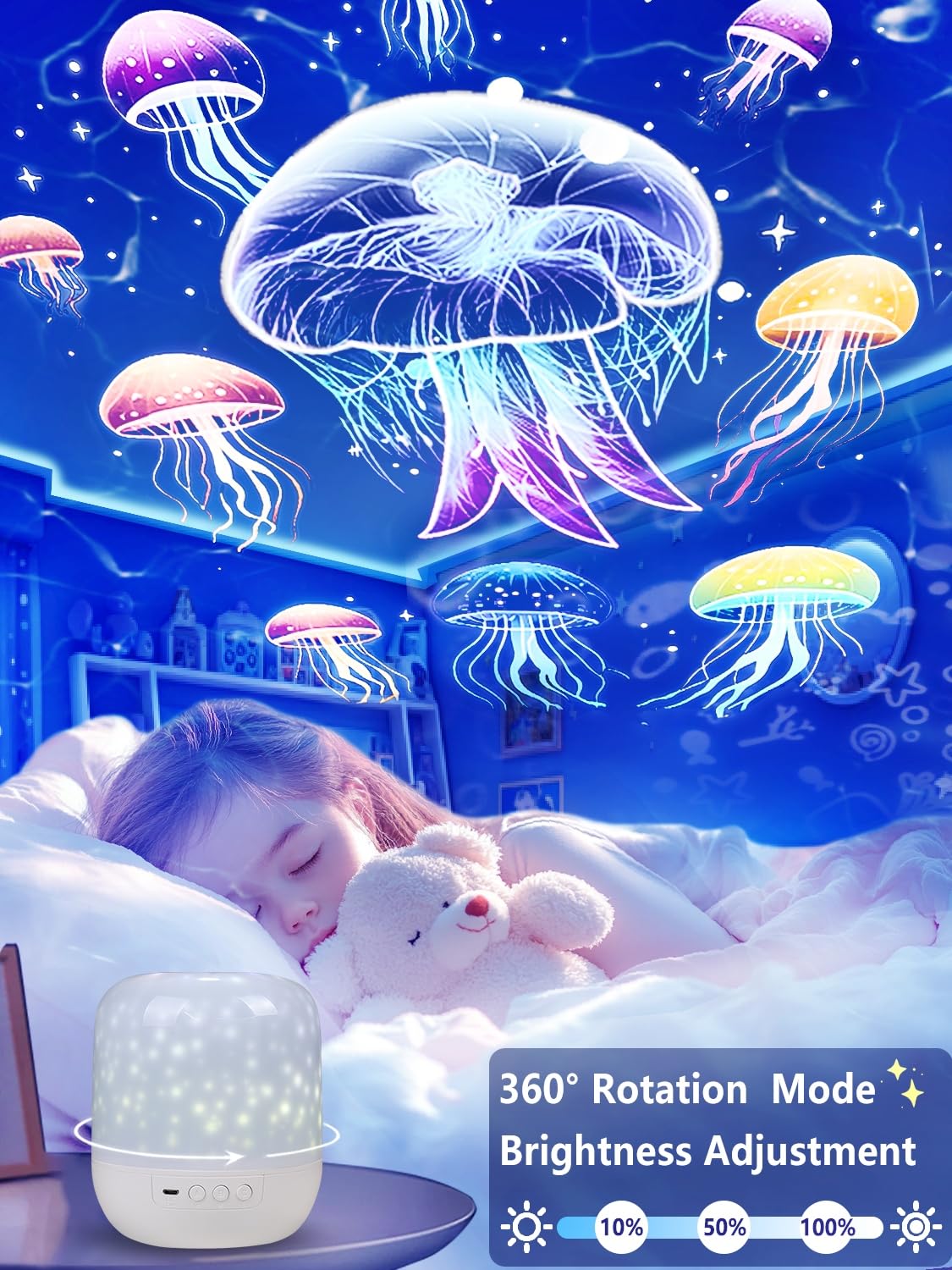 21 Sets of Films, Projector Night Light for Kids Bedroom, Baby Projector for Ceiling, Star Galaxy Night Lights with 360°Rotation Dimmable for Kids Baby Girls, Birthday, Christmas, Nursery, Room Decor
