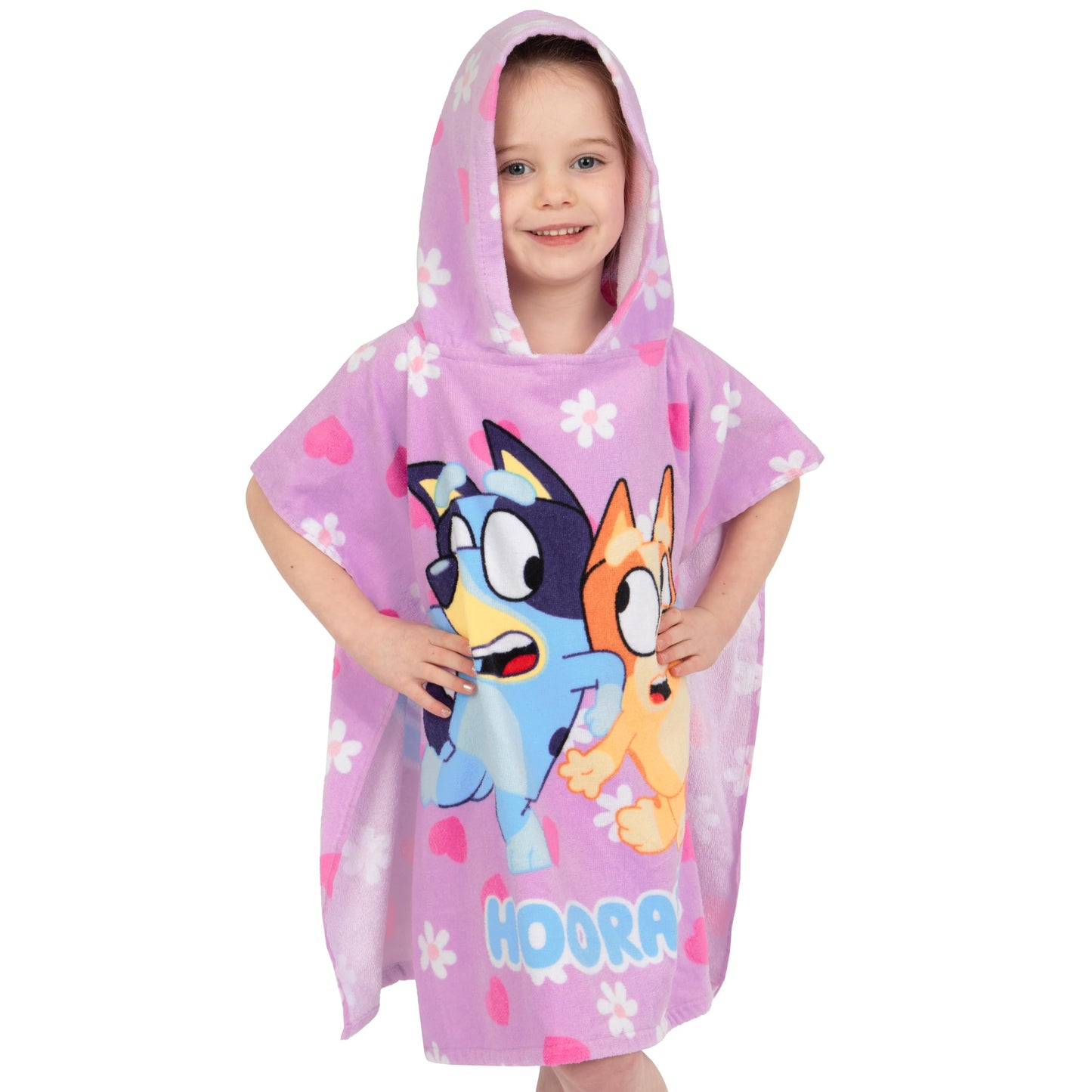 Bluey Towel Poncho | Girls Hooded Beach Towel | Cotton Girls Bath Towels | Kids Swimming Towels | One Size | Purple