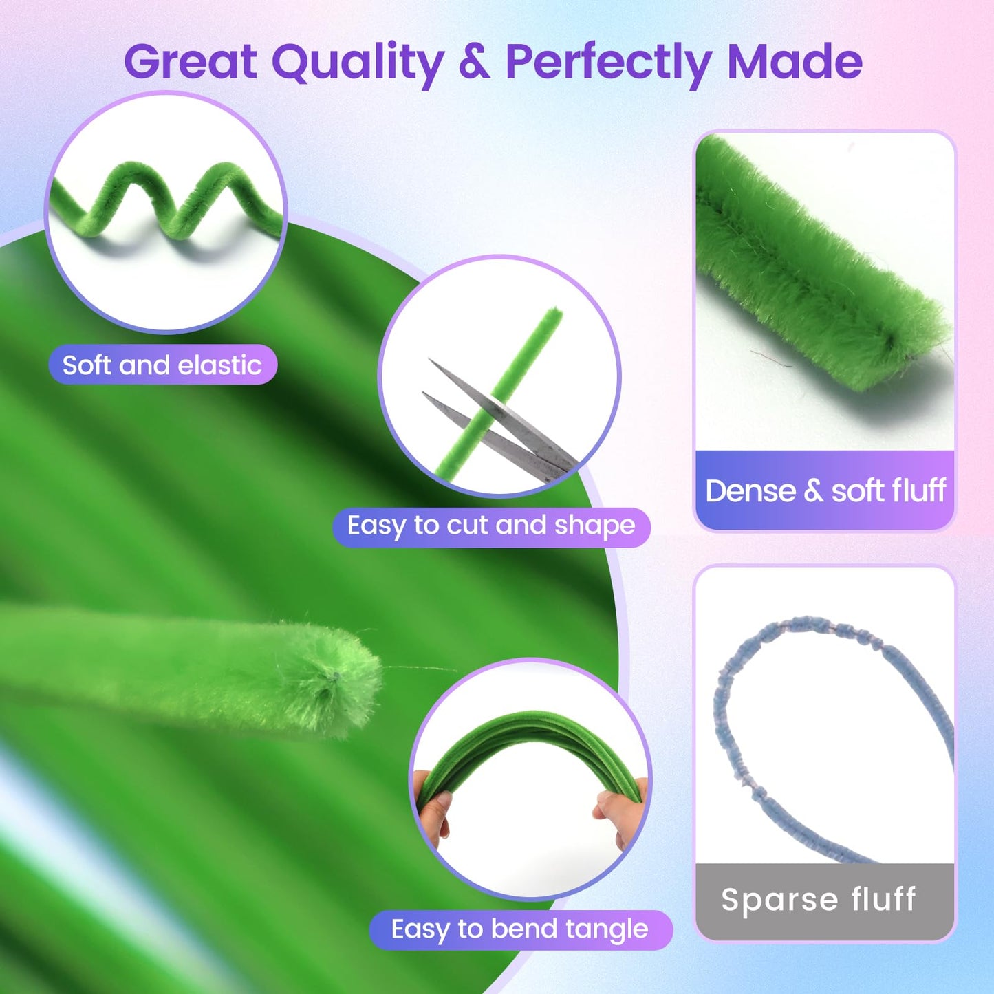 660 PCS Pipe Cleaner Flower Kit, 16 Colors Thick Chenille Stems Pipe Cleaner Bulk, Pipe Cleaners Craft Supplies with Viedo Instruction, Floral Wires, Tape, Stamen, Ribbon for DIY Art & Flower Making