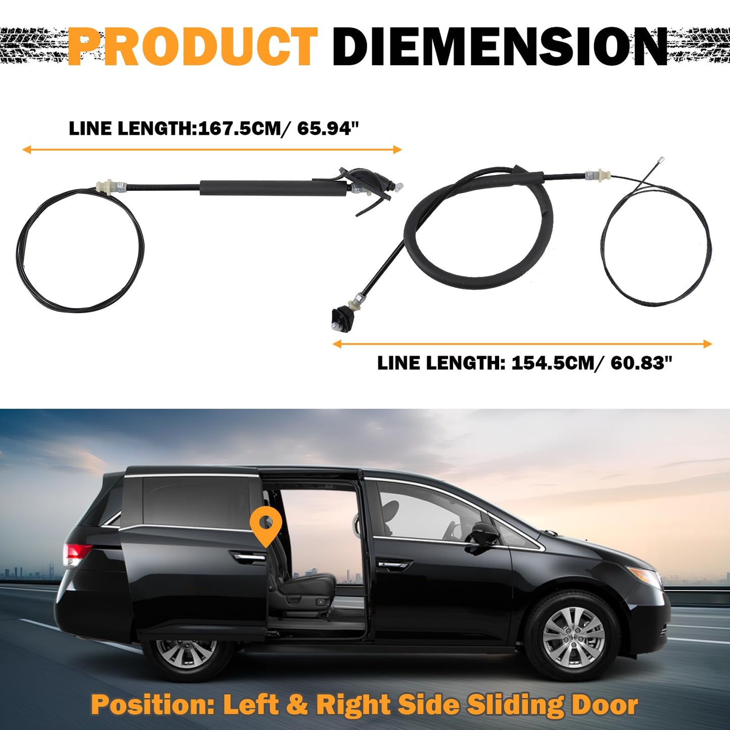 Power Sliding Door Cable Kit Left and Right Side, Compatible with 2011-2020 Honda Odyssey 3.5L V6, Replaces 72546-TK8-A01, 72546TK8A01, 72546 TK8 A01 Rear Slide Door Repair Set