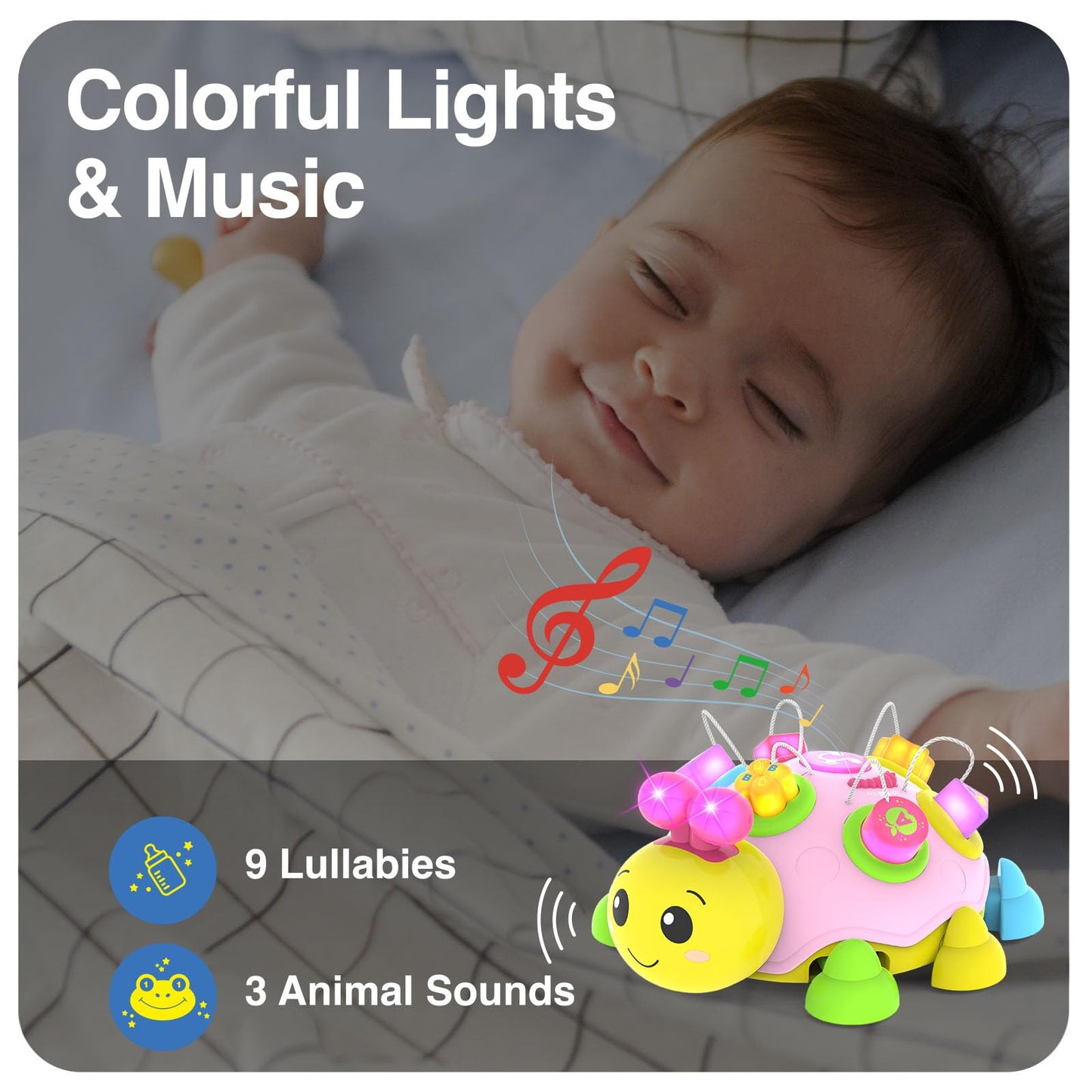 Baby Musical Ladybug Crawling Toys,Baby Toys 6-12 Months Whit Light-up Music, Early Educational Learning Montessori Toys, Infant Gift Toys for 7 8 9 10 11 Months 1-2 Years Old Newborn Girls (Pink)