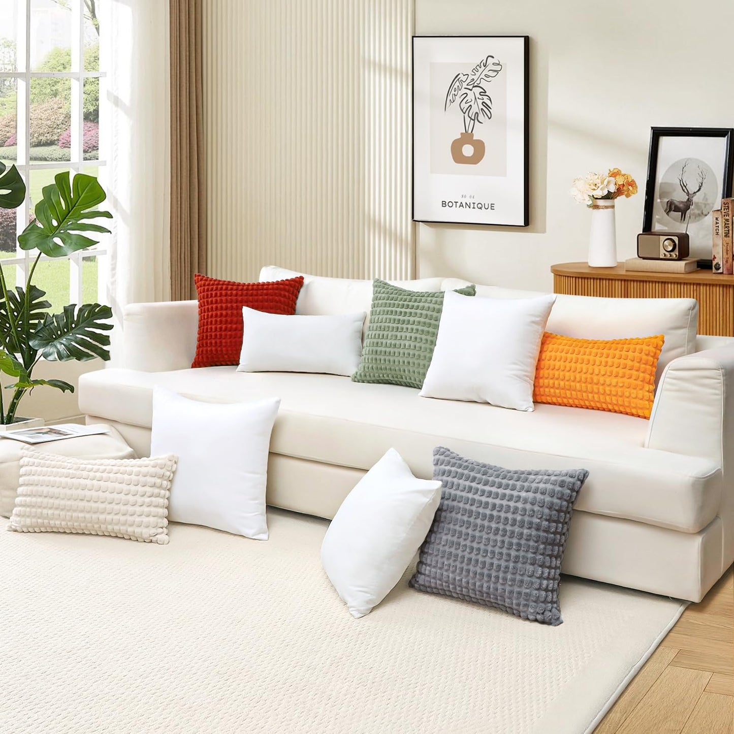 OTOSTAR Pillow Inserts 18x18 Inch Outdoor Waterproof Throw Pillow Inserts Premium Decorative Square Form Pillows Bedding Stuffers for Couch Bed Sham Cushion Stuffer Set of 4