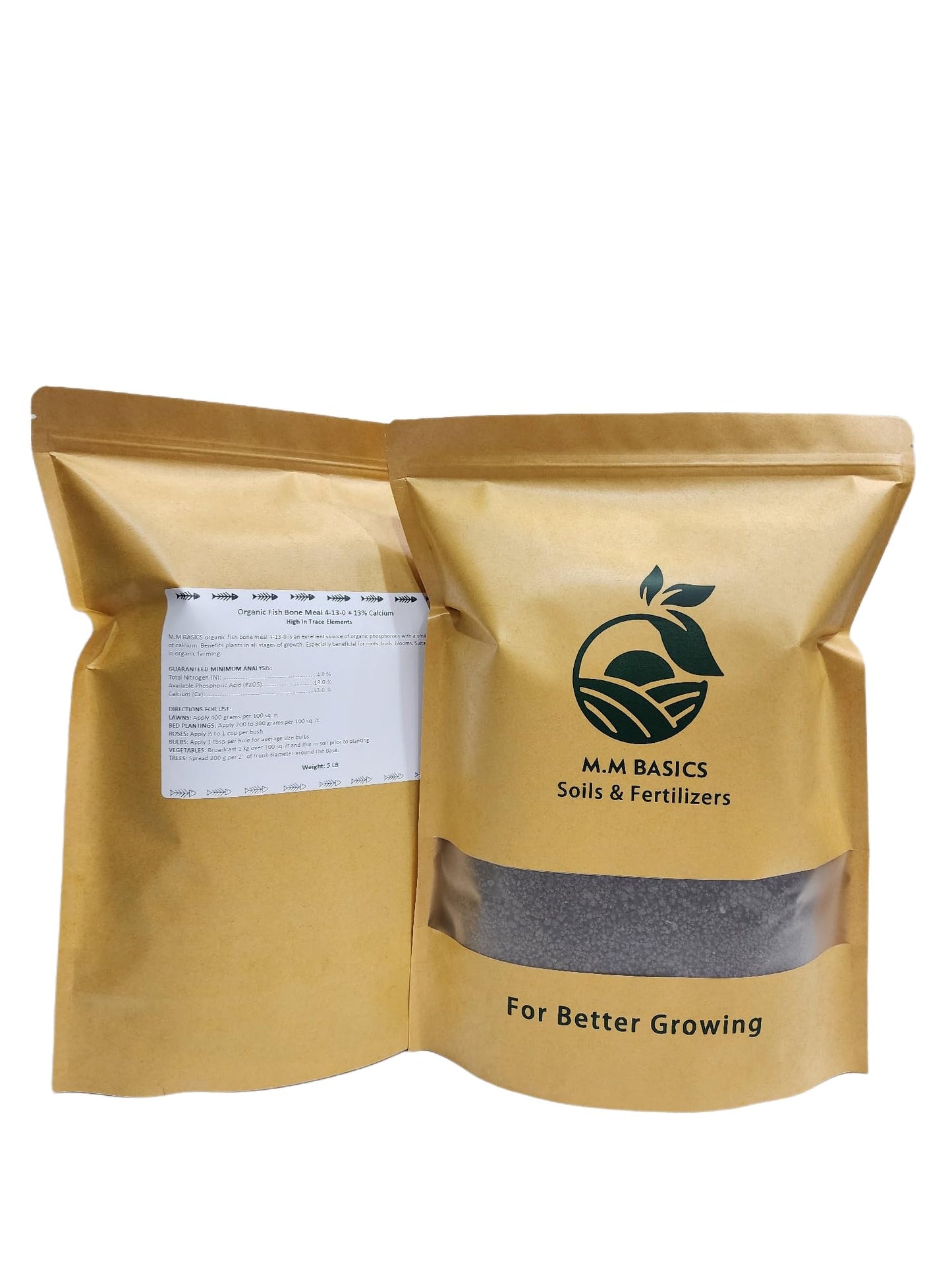 (5 LB) Organic Fish Bone Meal 4-13-0 + 13% Calcium, High in Trace Elements, Beneficial for Roots, Buds, Blooms, All Stages of Growth (Fish Bone Meal 5 LB)