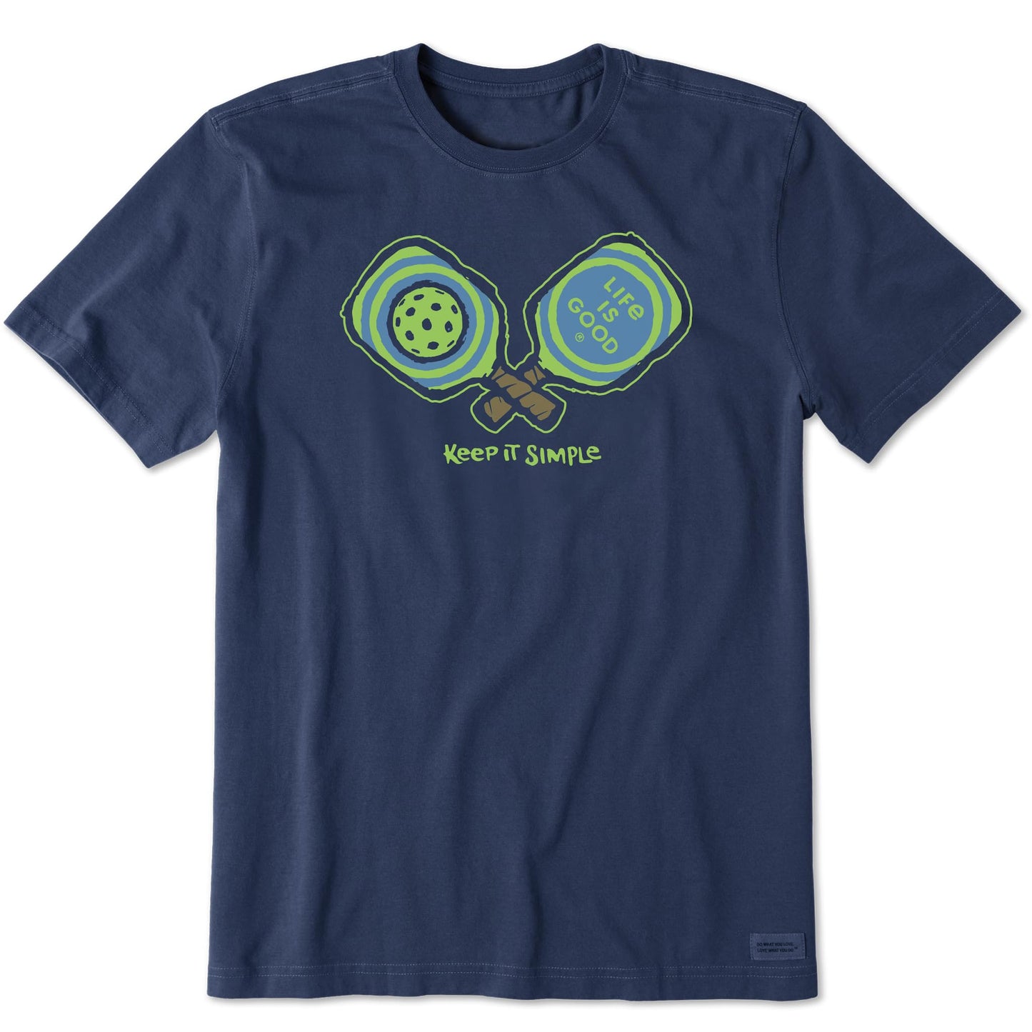 Life is Good Men's Keep It Simple Pickleball Short Sleeve Crusher Tee (XX-Large, Darkest Blue)