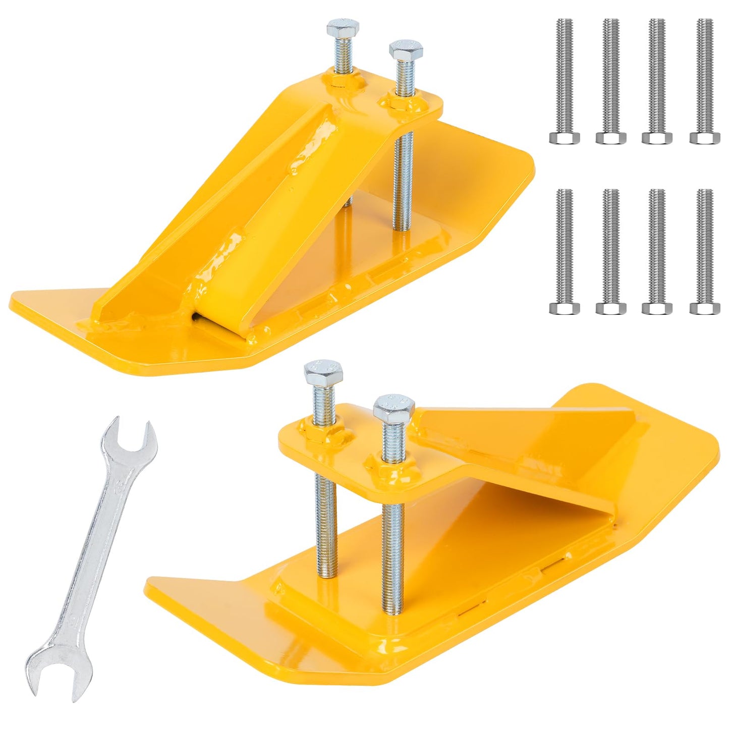 2PCS Tractor Bucket Protector Attachments - Heavy Duty Bolt-On Steel Ski Edge Skid Shoes | Tractor Accessories & Skid Steer Attachments for Snow Plowing, Gravel & Turf