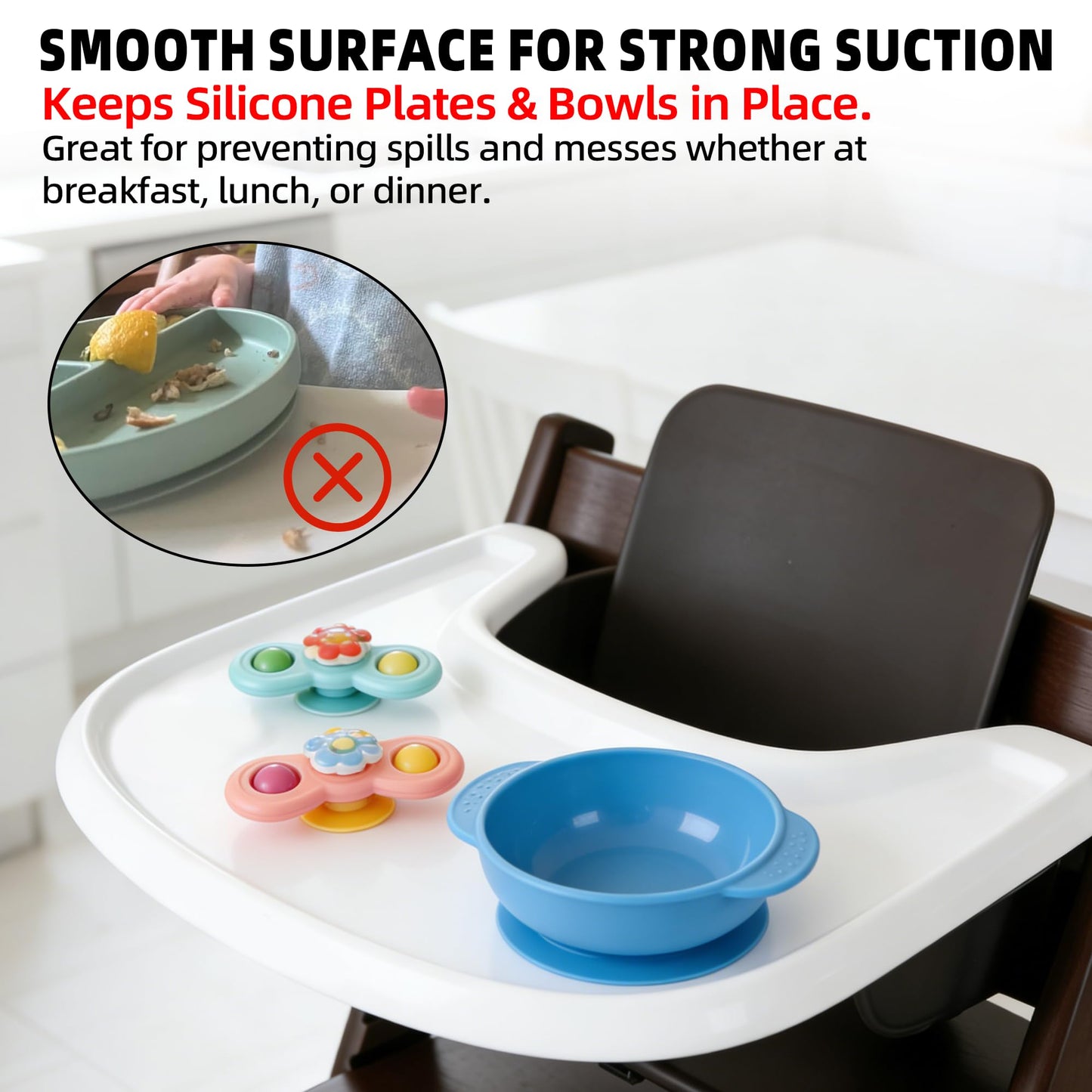 LuQiBabe Baby High Chair Tray Compatible with Stokke Tripp Trapp Chair (V2 and Beyond) with Smooth Surface and Strong Suction Power Made of Food-Safe Plastic (BPA BPS BPF Lead Phthalate Free) - White