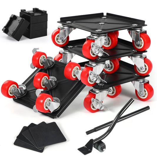 1200 lb Capacity - Heavy Duty Furniture Movers with Wheels and Moving Dolly, Includes Furniture Lifter Jacks Tool Set, Gliders, Sliders, 5 Rollers Casters Cart. Easily Move Furniture, Piano, Equipment