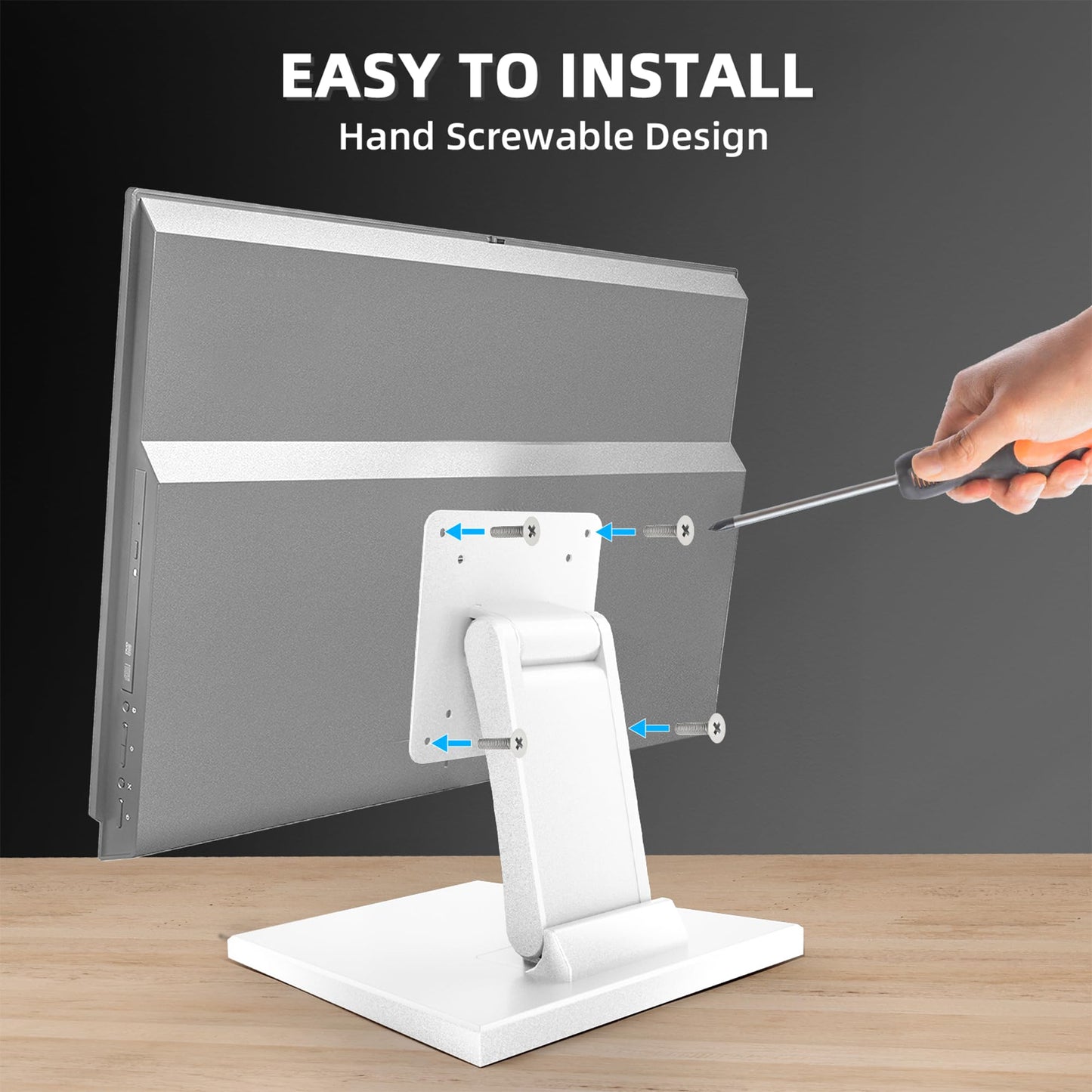 WEARSON Vesa Monitor-Mount Stand Low Profile - Lay Flat Folding Monitor Stand With VESA 75x75 and 100x100 White