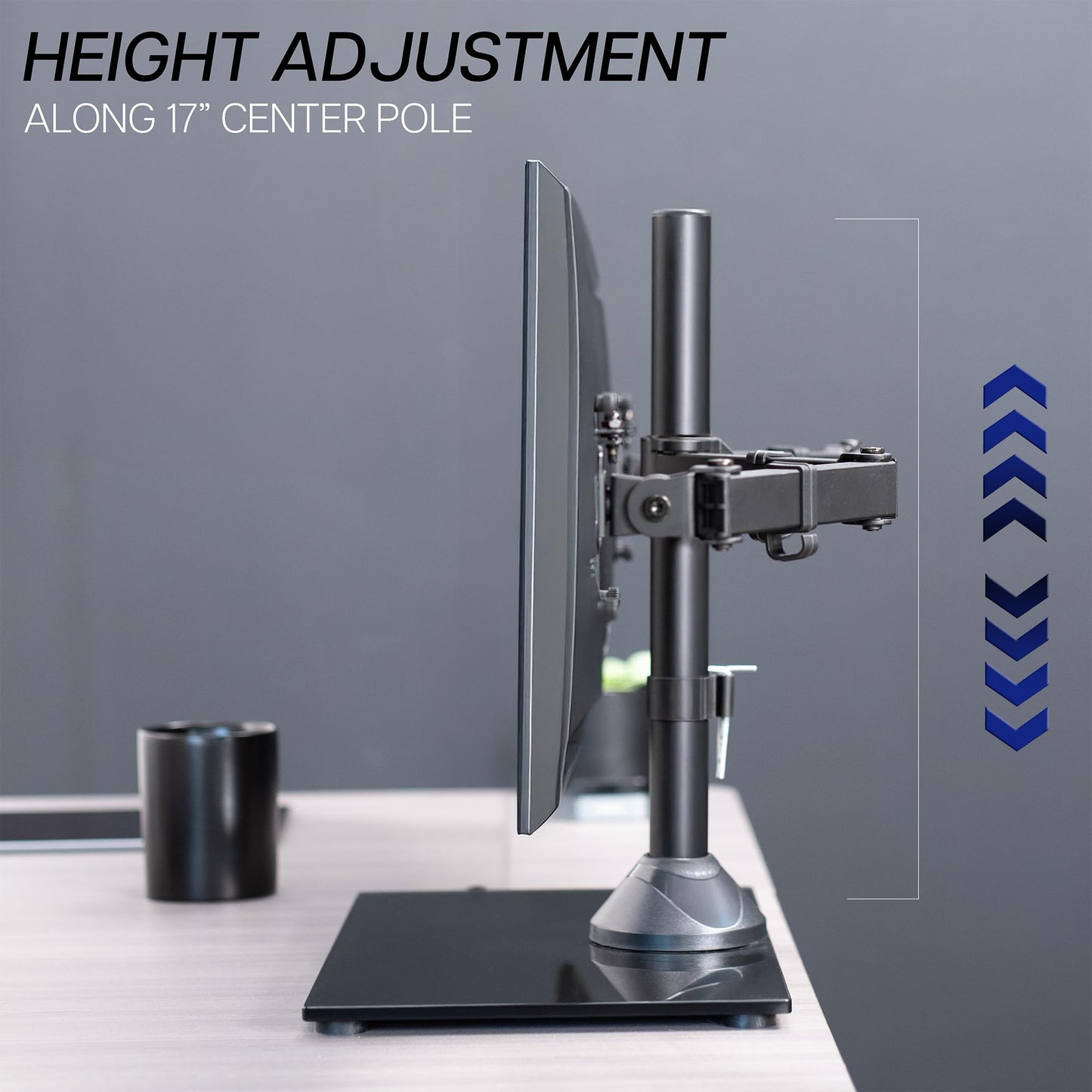 VIVO Freestanding Dual Monitor Stand with Sleek Glass Base and Adjustable Arms, Mounts 2 Screens up to 32 inch and 22 lbs Each, Black, STAND-V002FG