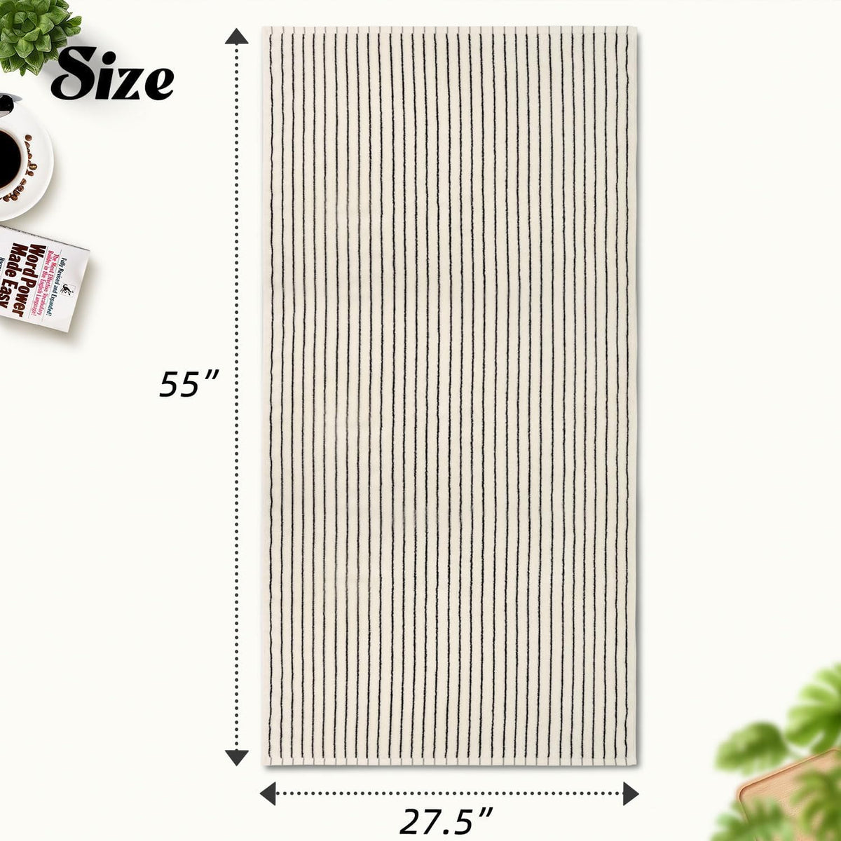 Aoipend Black and White Striped Bath Towels Set of 2, Lighter & Quick Dry Towels Large 27.5 x 55 inches, Farmhouse for Bathroom, Pool, Shower