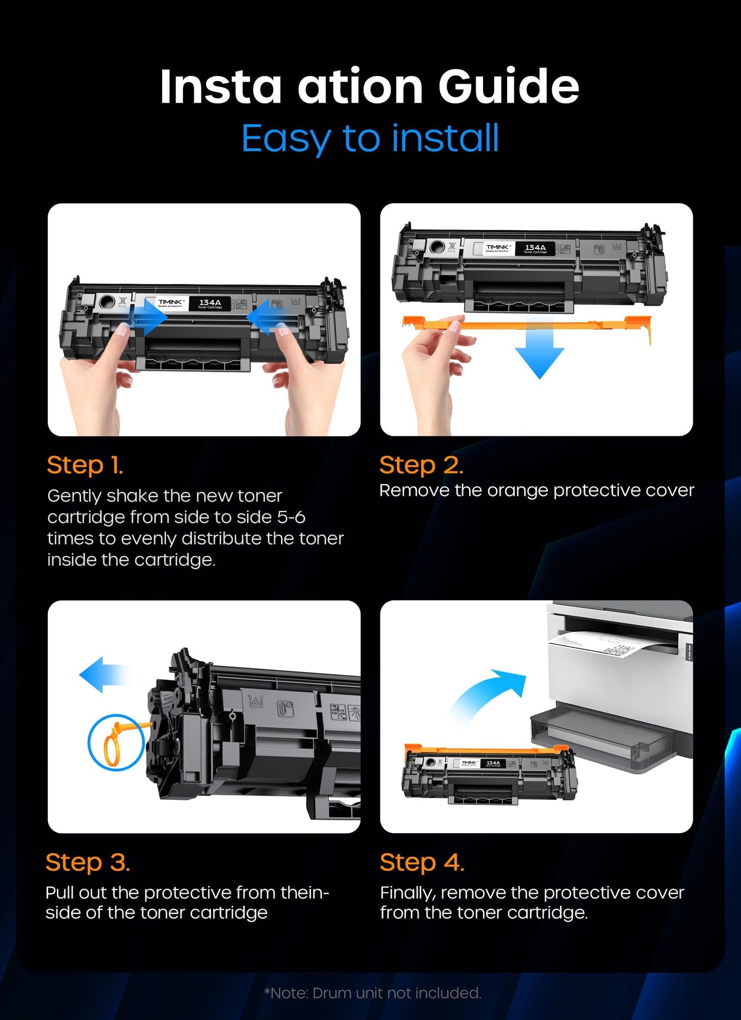 134A Black Toner Cartridges (with Chip) Replacement Compatible for HP 134A W1340A 134X W1340X Toner Cartridges Work with Laserjet M209dw MFP M234dw M234sdw M234sdn Printer (2 Black)