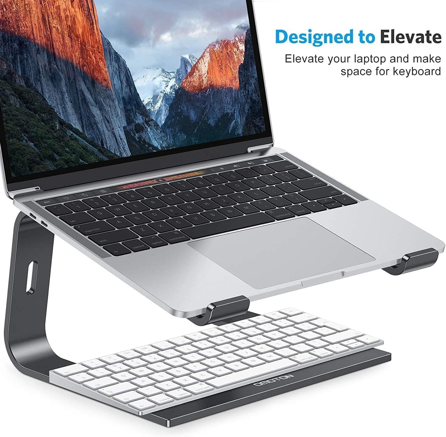 Laptop Stand, OMOTON Laptop Mount, Aluminum Laptop Holder Riser Stand for Desk, Compatible with MacBook Air/Pro, Dell, HP, Lenovo and All Laptops (10-15.6 inch),Black