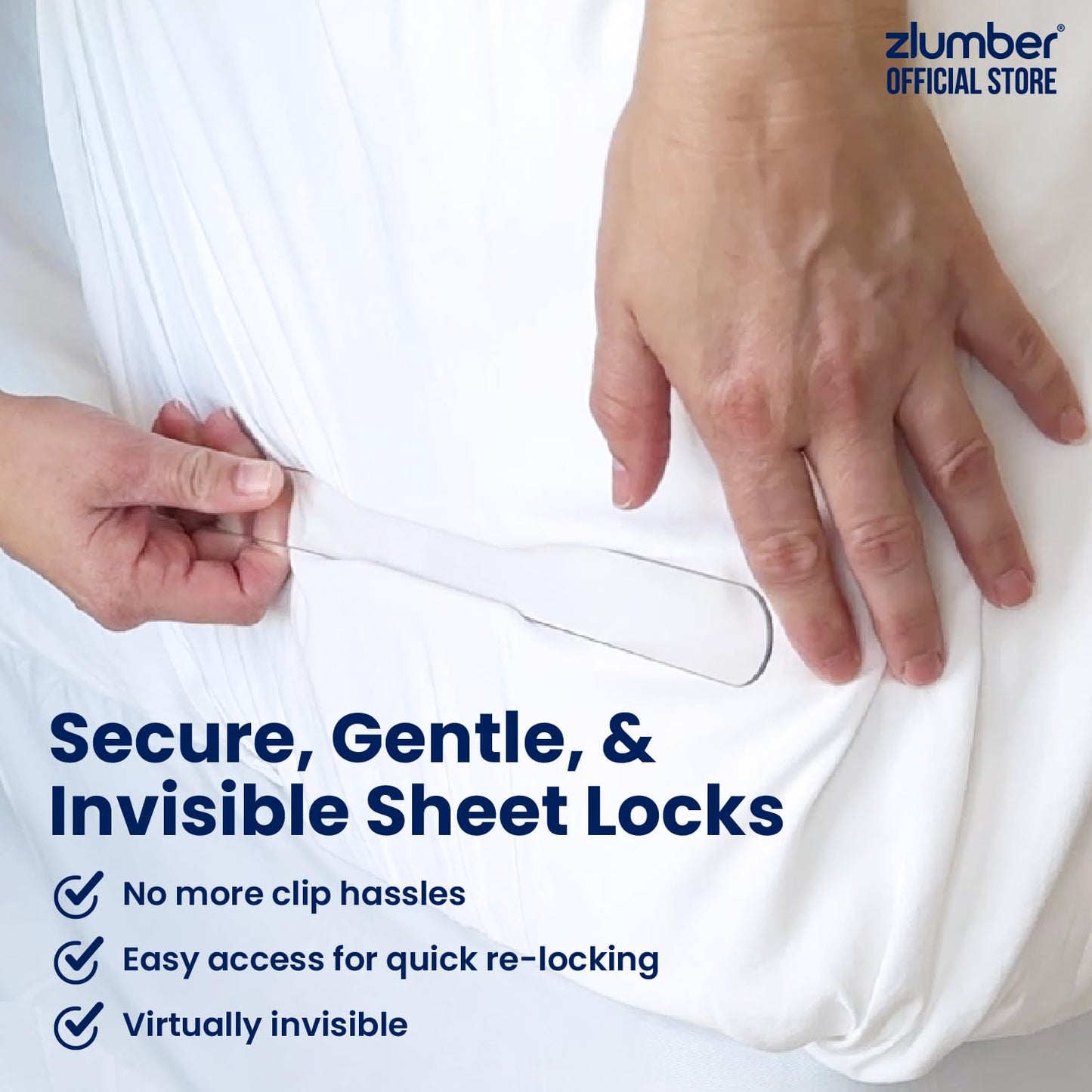 ZlumberLock Bed Sheet Holder - Sheet Holders for Corners with Heavy-Duty Mattress Straps - Fitted Sheet Holder, Universal Fit, Easy One-Time Installation