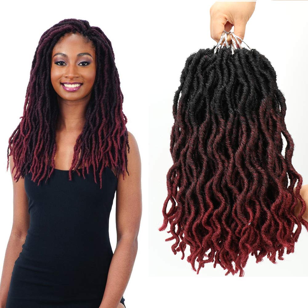 Eliza Wavy Gypsy Ombre Crochet Hair - 8Packs/Lot Goddess Locs Synthetic Fiber Faux Locs African Roots Dreadlocs Synthetic Braiding Hair Extensions for Black Women (14",8pack,OT99J)