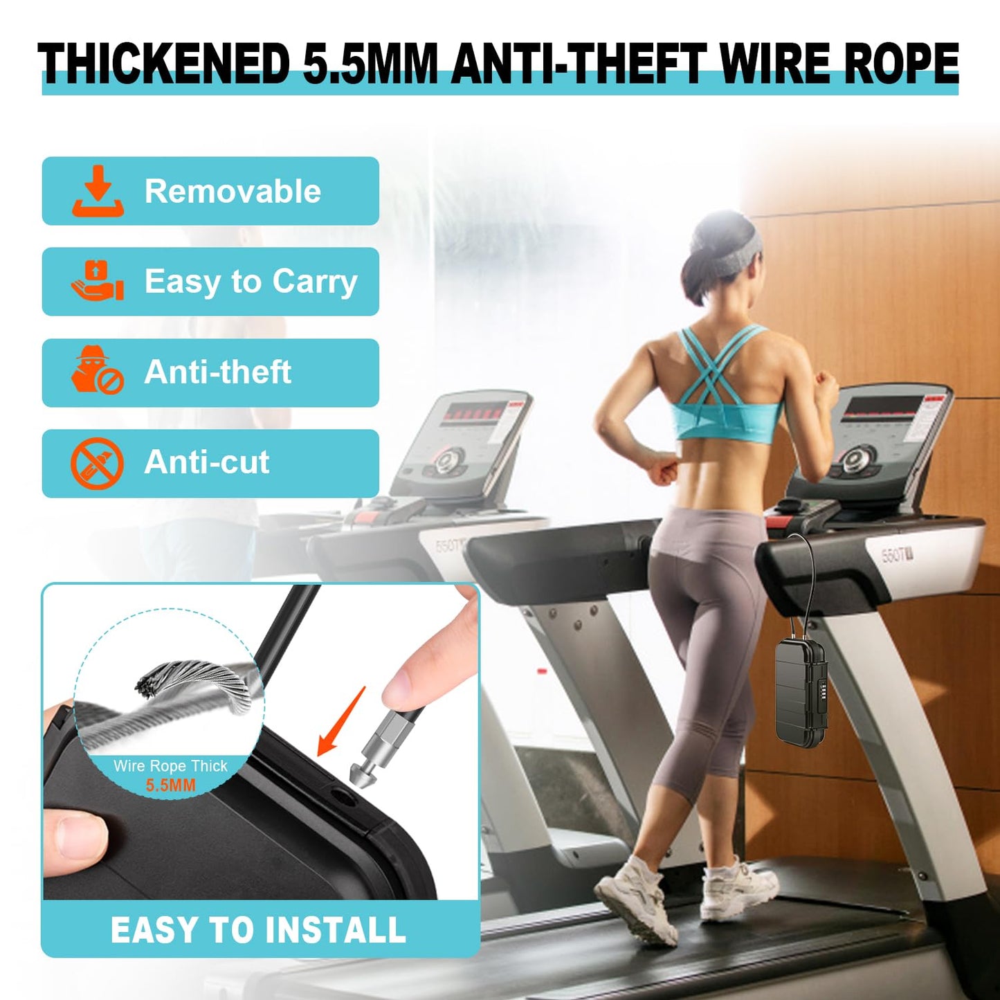 BKNOOU Travel Safe Portable Beach Safe Box Small Combination Safe Anti-Theft Lock Box Safe Waterproof Mini Security Case with Removable Wire Rope Security Box for Home,Office,Hotel,Cars,Travel (Black)