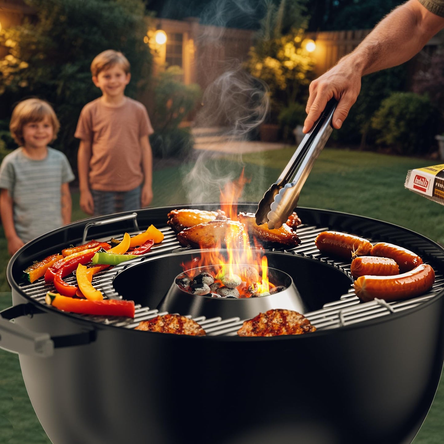 only fire Stainless Steel Charcoal Briquet Holder BBQ Whirlpool for Weber Kettle, WSM Smoker, Big Green Egg Grills