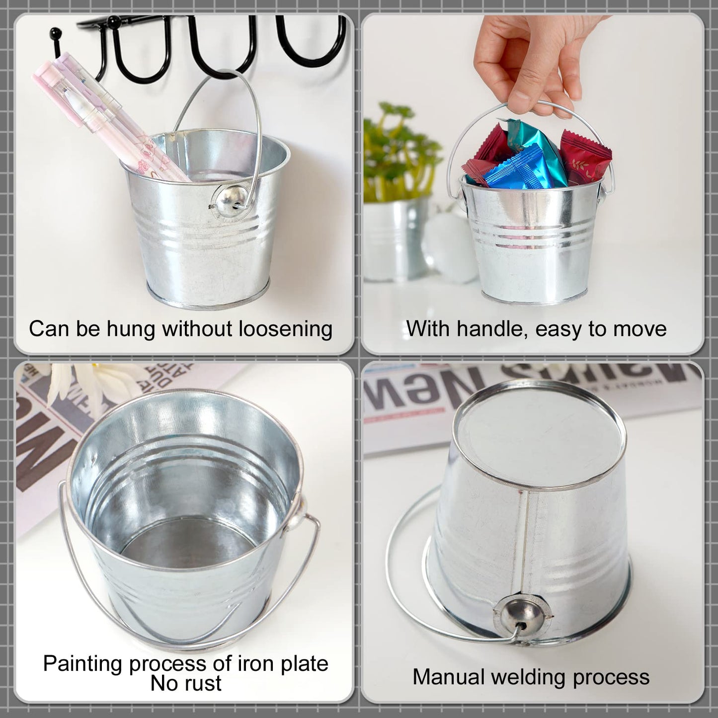GDYOOSHOW 10pcs 3 inch Tall Galvanized Metal Buckets Mini Planters for Succulent,Centerpieces for Party, Wedding Ornaments. (10pcs mini Buckets)