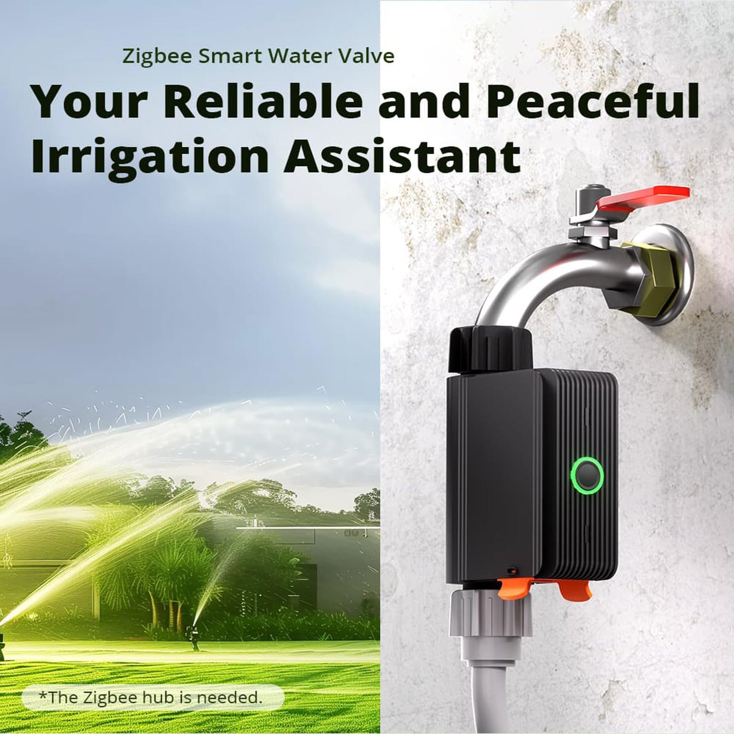 Smilewolf SWV Zigbee 3.0 Smart Water Valve IP55 Sprinkler Controller Home Automate Irrigation Compatible with eWeLink Alexa Google Home (A-SWV-NH)