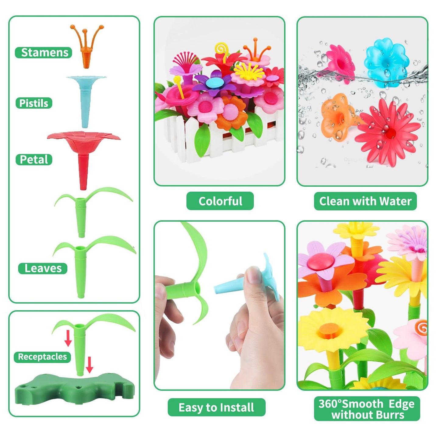 Birthday Toys for 3-6 Years Old Boys Girls,Upgrade DIY Building Blocks Stacking,STEM Educational Kids Toys Brain Development Preschool Kindergarten Arts and Crafts Toy(130 PCS)