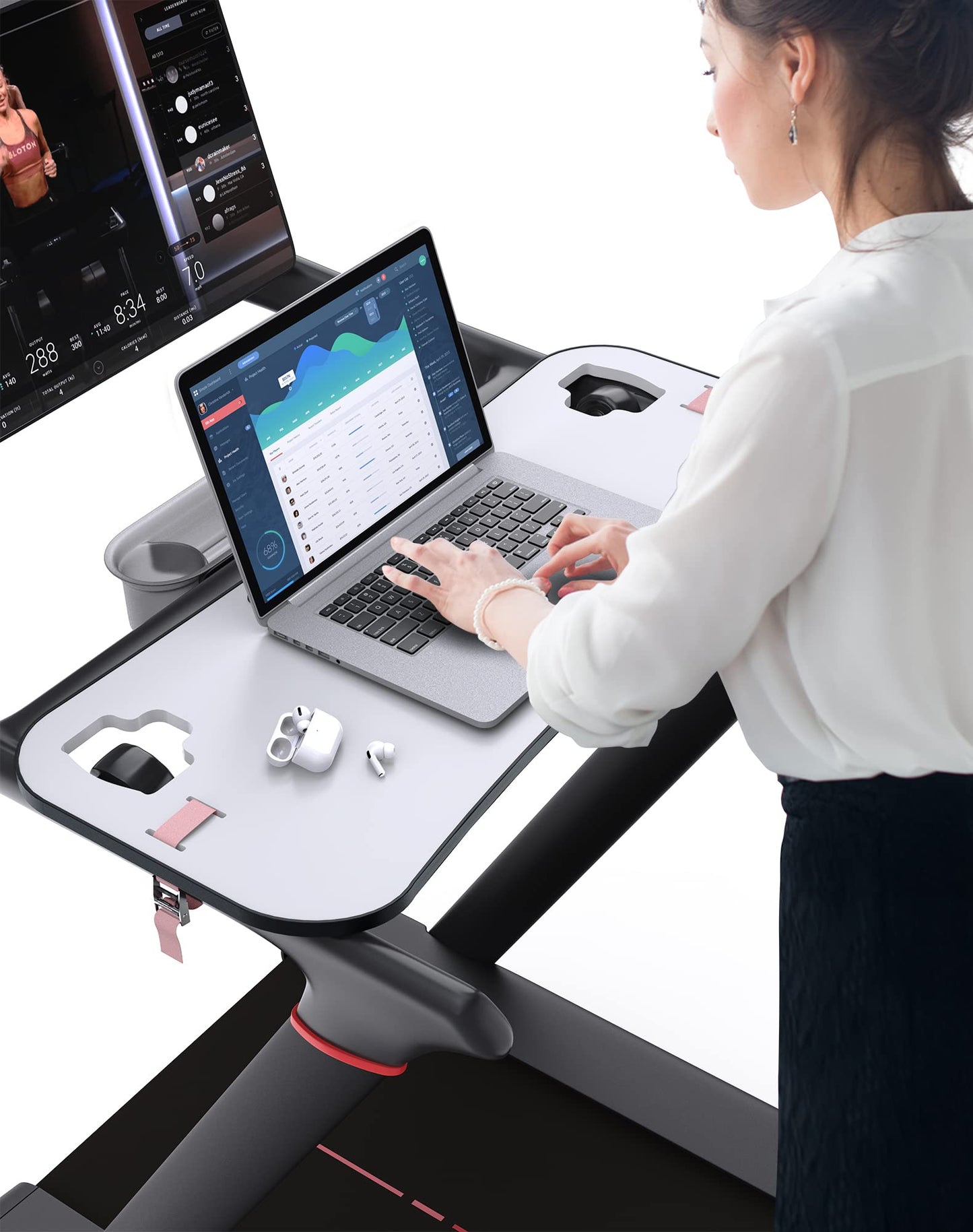 Qsxou Treadmill Desk Attachment,Laptop Stand Peleton Accessories for Tread,Workstation for Home/Office