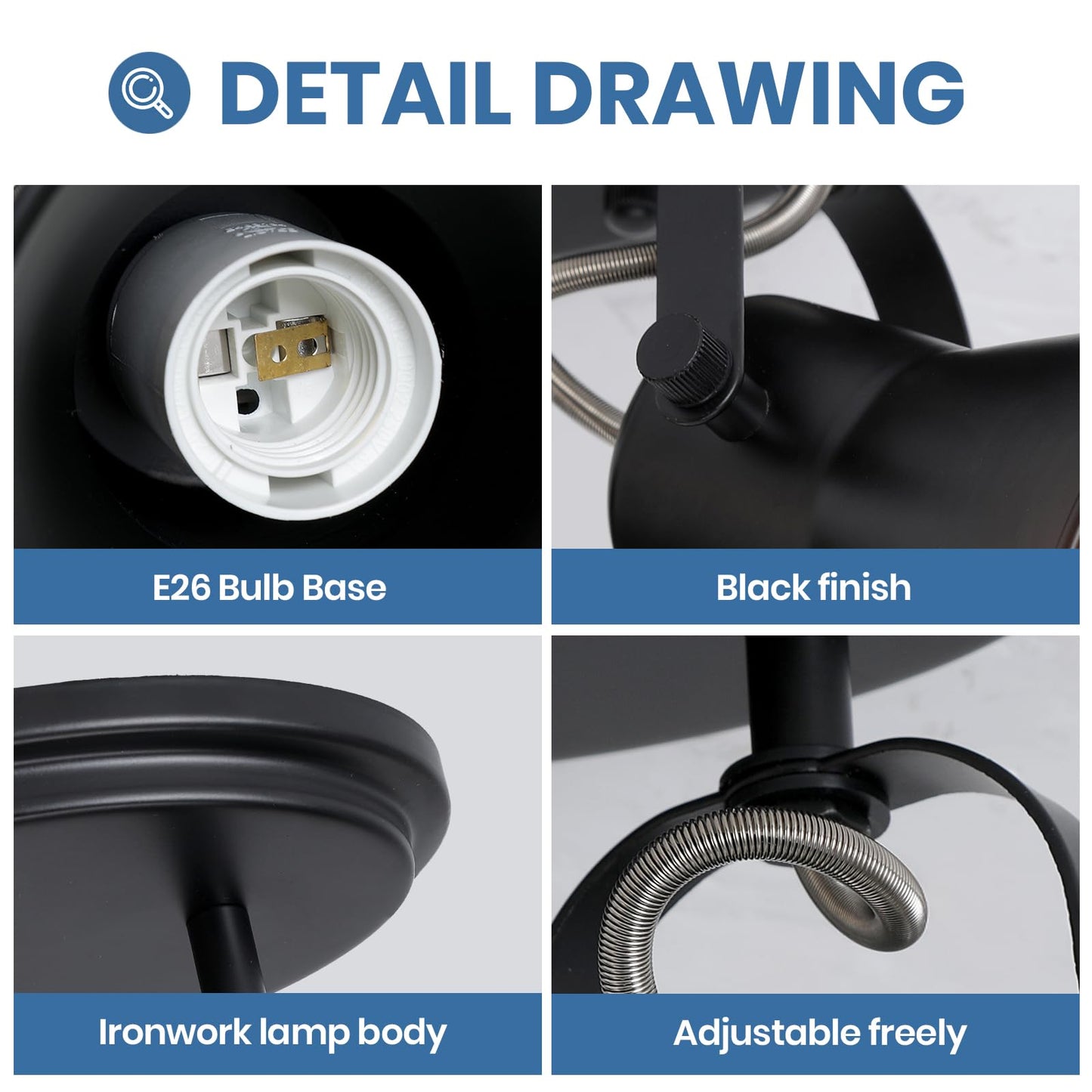 SEEBLEN Black Kitchen Lighting Fixtures Ceiling, 2-Light Adjustable Track Light, Flush Mount Directional Ceiling Light for Hallway, Dining Room, Bathroom