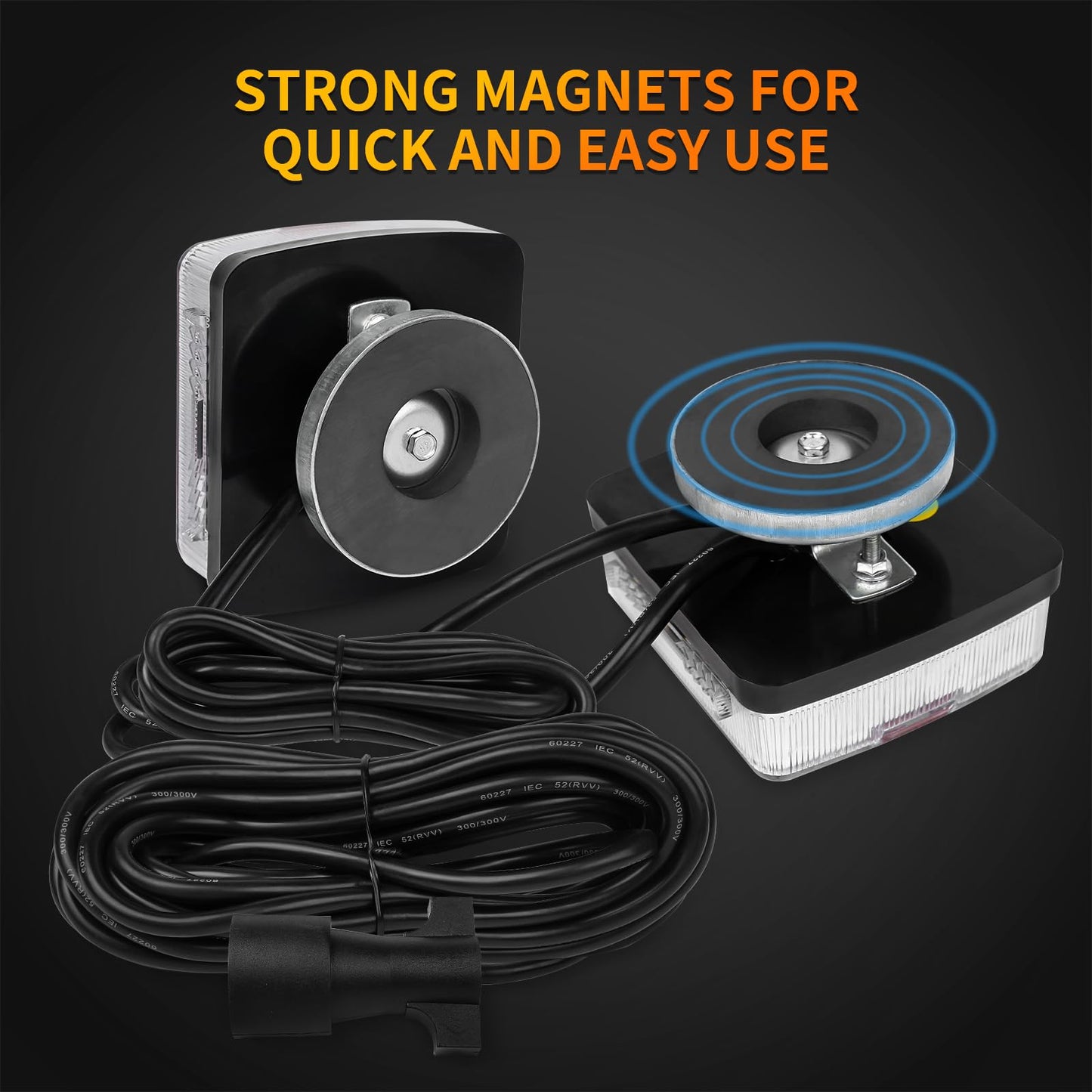WUSHIXAN Magnetic Trailer Light Kit for Towing, 24ft Cable With 7-Pin Plug, IP68 Waterproof, DOT Certified