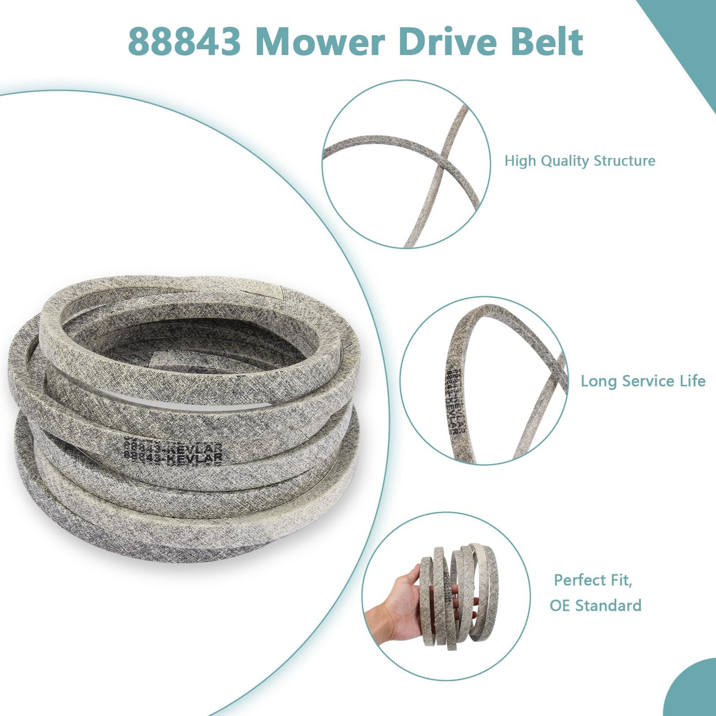 UNB Kevlar Exact OEM SPEC Bush HOG 88843 Belt -RDTH72 ATH720 FTH720 TD-1700 6' Mower