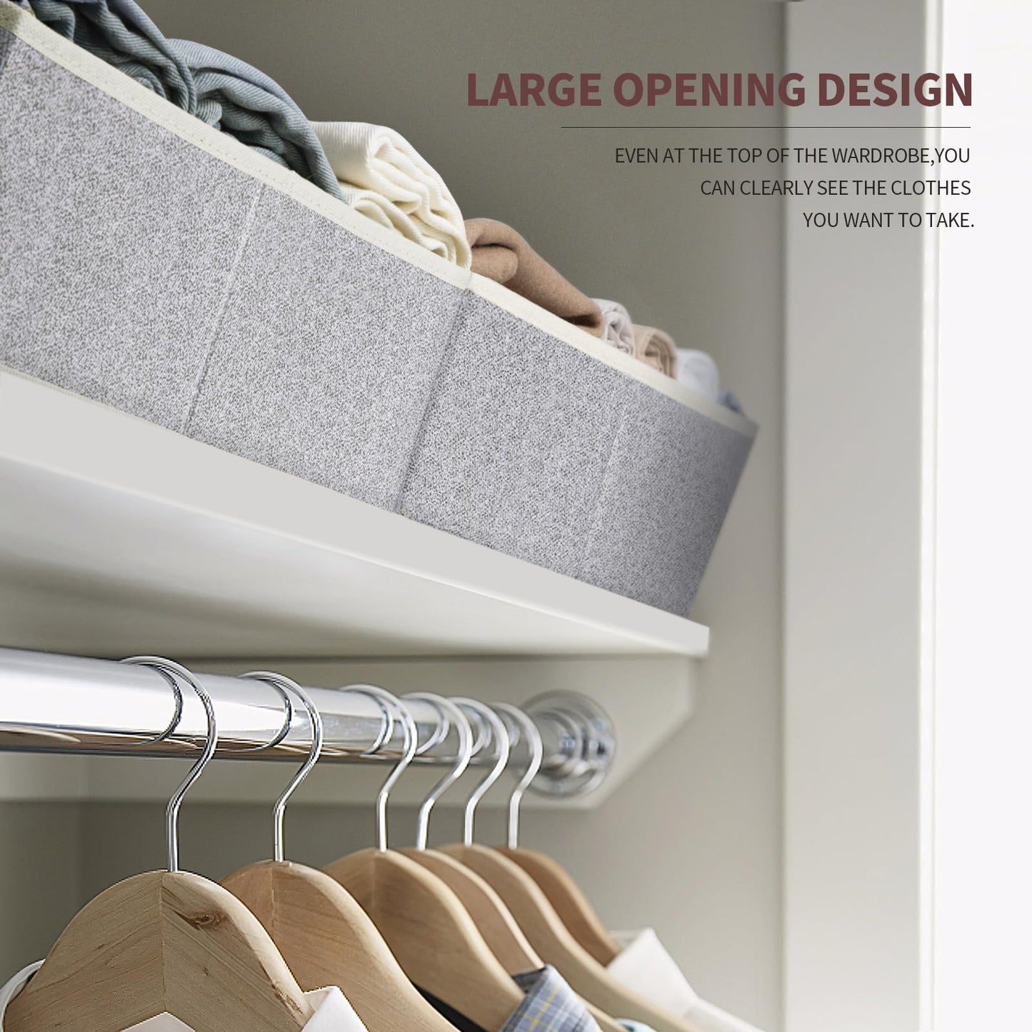 DIMJ Closet Organizers Bins Shelves - 6 Pack Foldable Storage Baskets with Handles, Fabric Trapezoid Storage Bin Organization for Clothes,Towels, Ant Grey