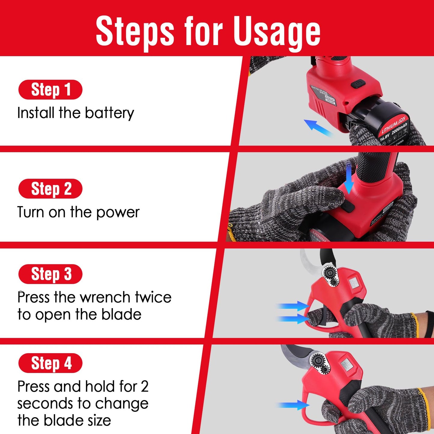 Electric Pruning Shears Cordless, 35mm (1.38") Cutting Diameter 2 SK5 Blades, Lightweight 21V Battery Powered Pruner with 2×2.0Ah Batteries, Brushless Motor, LCD Display, Garden Tree Branch Cutter