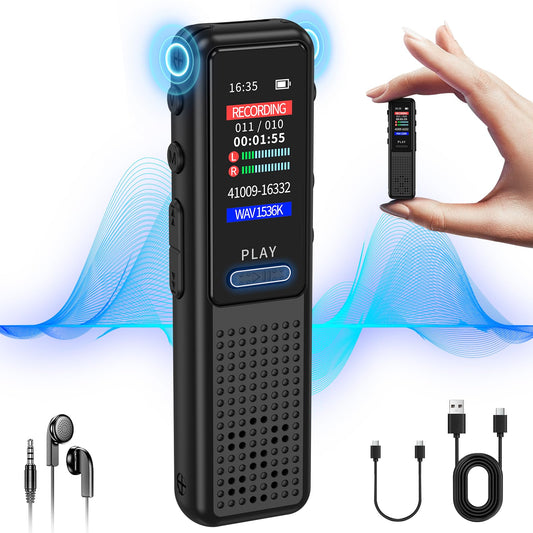 128GB Voice Recorder - ZIPCIDE Digital Voice Activated Recorder with Intelligent Noise Reduction, Professional Dictaphone Tape Recorder Device with Playback for Lectures Meeting/Classes/Interview