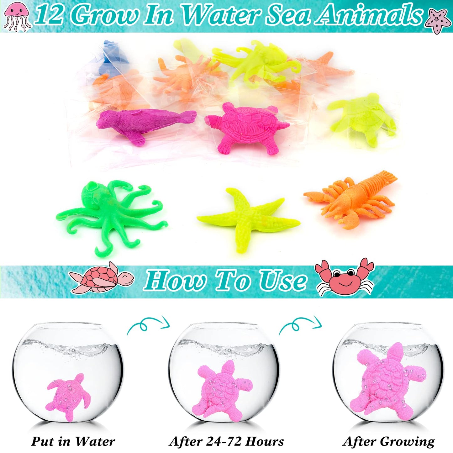Party Favors for Kids, 134 Pcs Ocean Birthday Party Supplies Decorations - Under Sea Animal Toys for Kids, Goodie Bag Stuffers