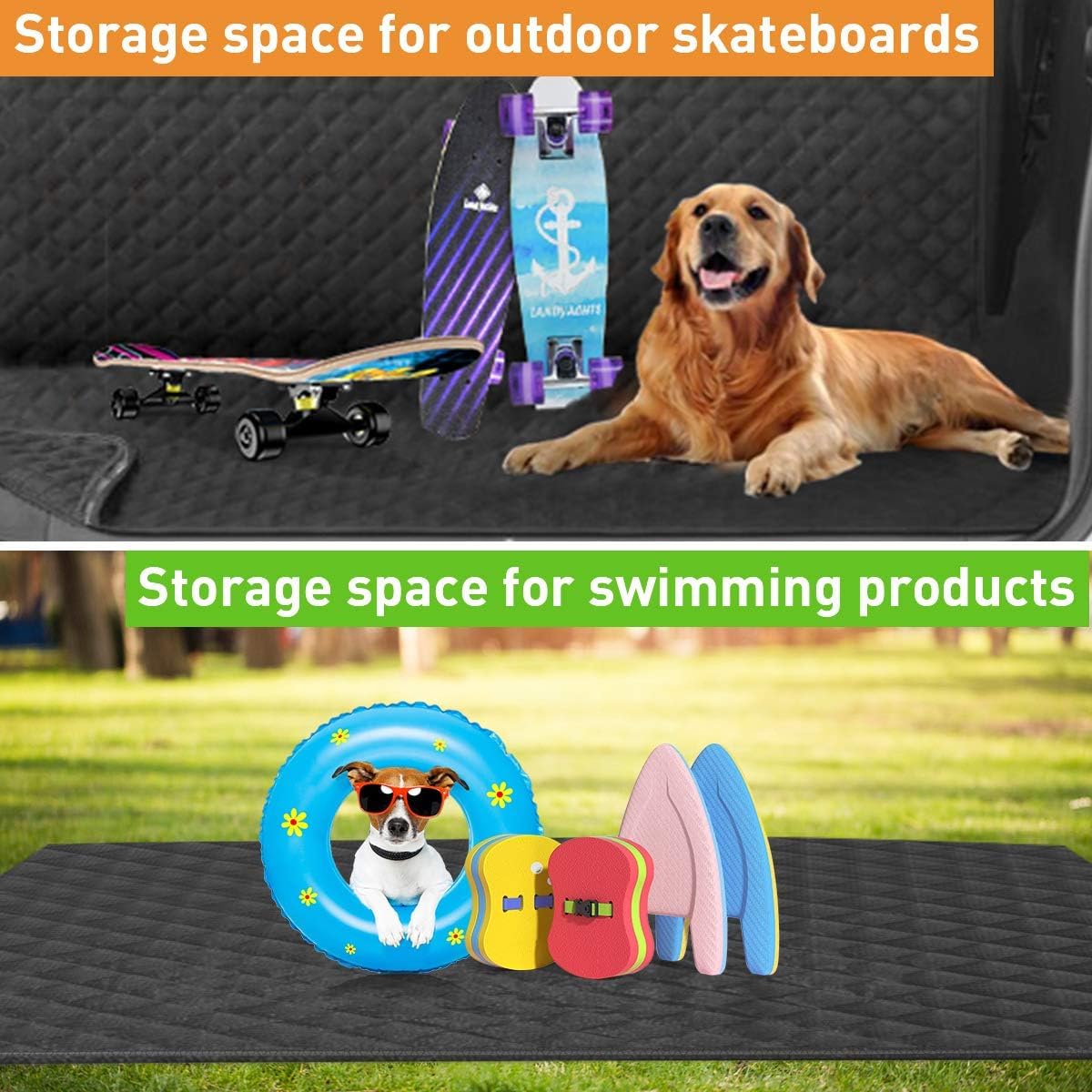 Portin Cargo Liner Pet Trunk Liner Mat SUV Dog Cargo Cover, Waterproof Dog Seat Cover for Back Seat Trucks SUV with Bumper Flap Protector, Nonslip Dog Seat Cover 185 x 105cm for Small Cars