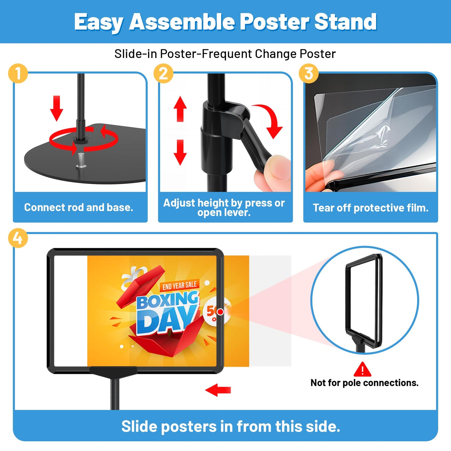 VAIIGO 6Pack Sign Stand for Display 8.5 x 11, Adjustable Poster Stand for Table Top & Floor, Floor Standing Sign Holder, Metal Signage Stands for Business, Tradeshow, Store, Farm Display Stands