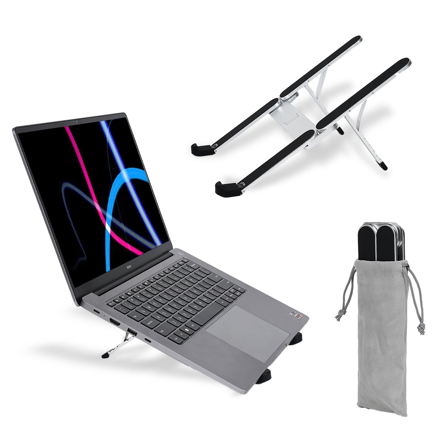 Travel Depot Portable Laptop Stand, Laptop Stand for Desk Ergonomic 6-Levels Angles Adjustable Computer Stand, ABS Laptop Riser Holder Compatible with All Laptops and iPad (10-15.6")
