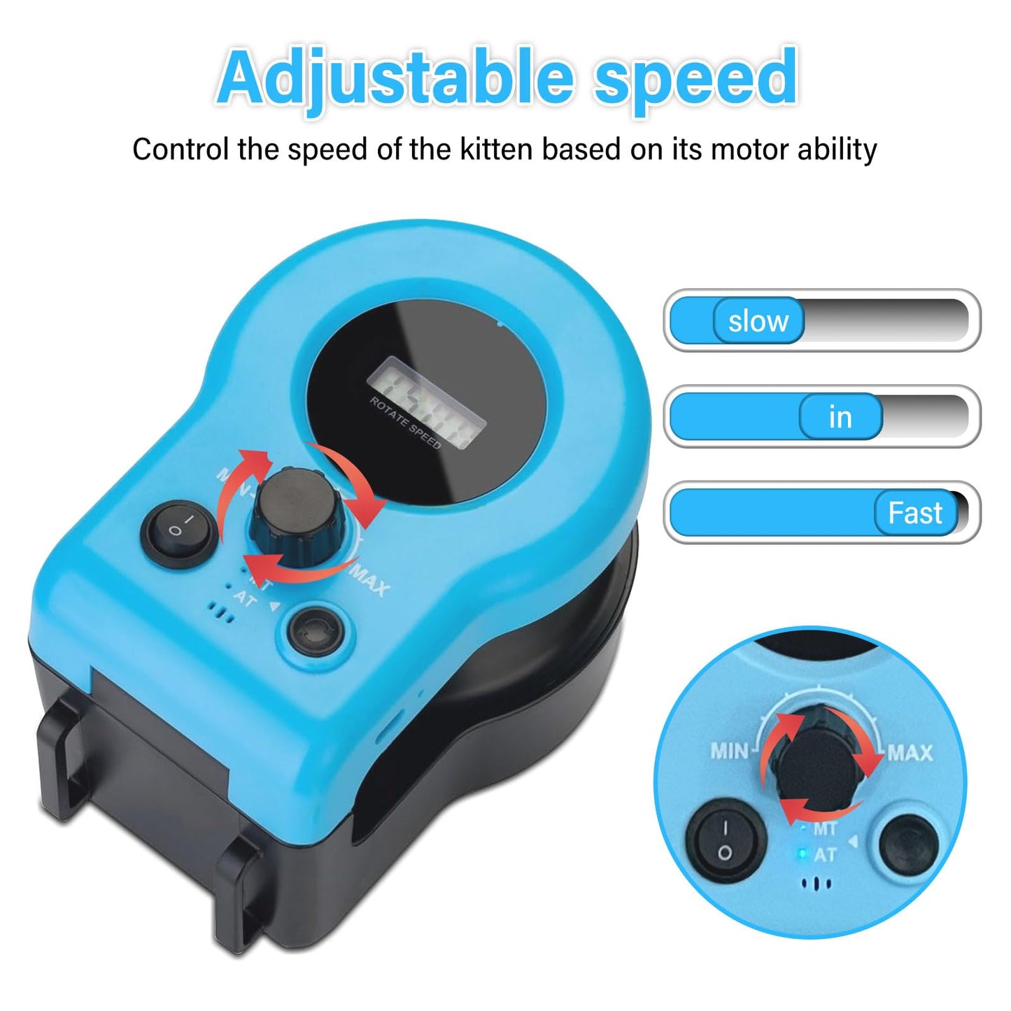 PAKESI Remote Control Interactive Cat Toy with Feather Attachment,New Adjustable Speed Cat Treadmill Moving Cat Toy,Pet Chase Toy with Simulated Mouse Sounds,Keep Your Kitty Active and Entertained