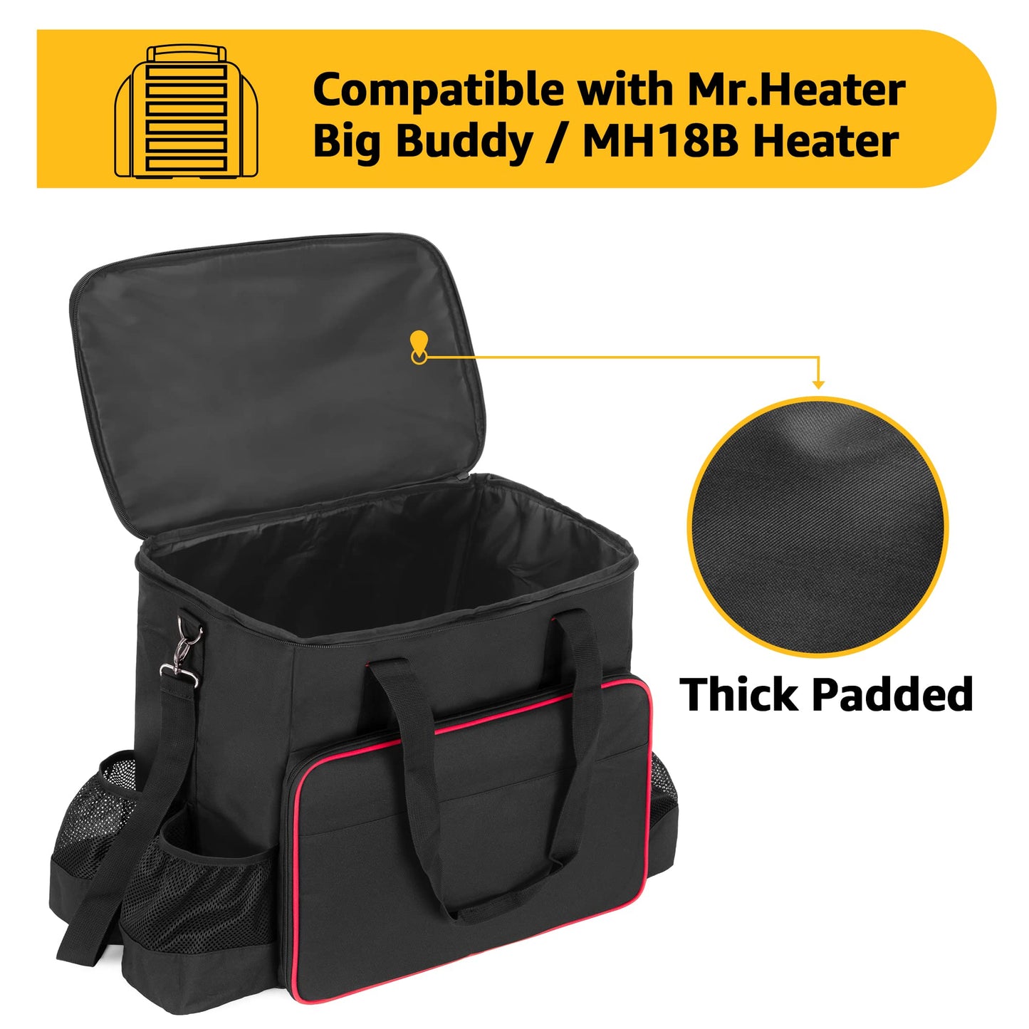 SAMDEW Big Heater Carry Bag Compatible with Mr. Heater Big Buddy Propane Heater, Portable Heater Carrying Case Compatible with Mr. Heater MH18B, with Multiple Pockets, Thick Padded & Anti-Slip Bottom