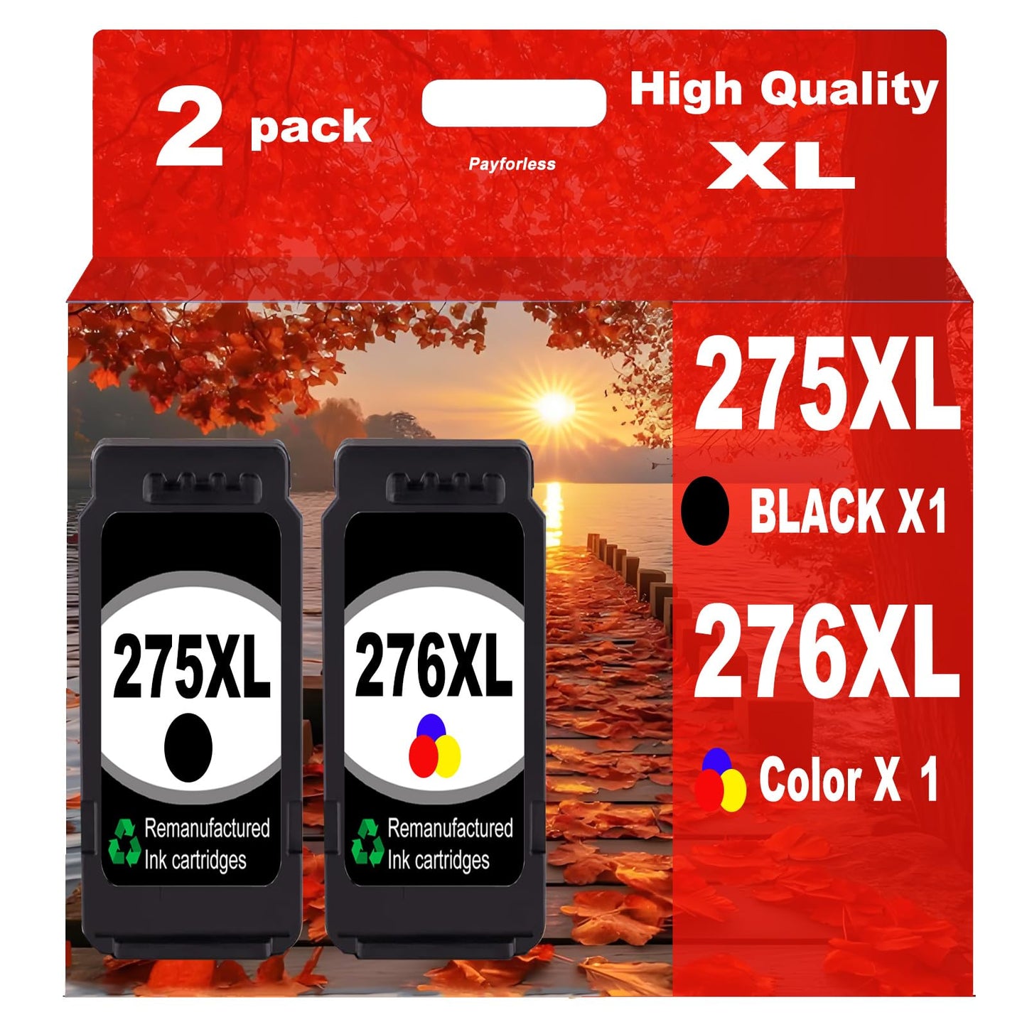 275XL 276XL Replacement for Canon 275 and 276 Ink Cartridges Combo Pack PG275XL CL276XL for PIXMA TS3722 TR4720 TS3700 TS3522 TS3500 TR4700 TR4722 TS3720 Printer Ink (Black Color,2-Pack)