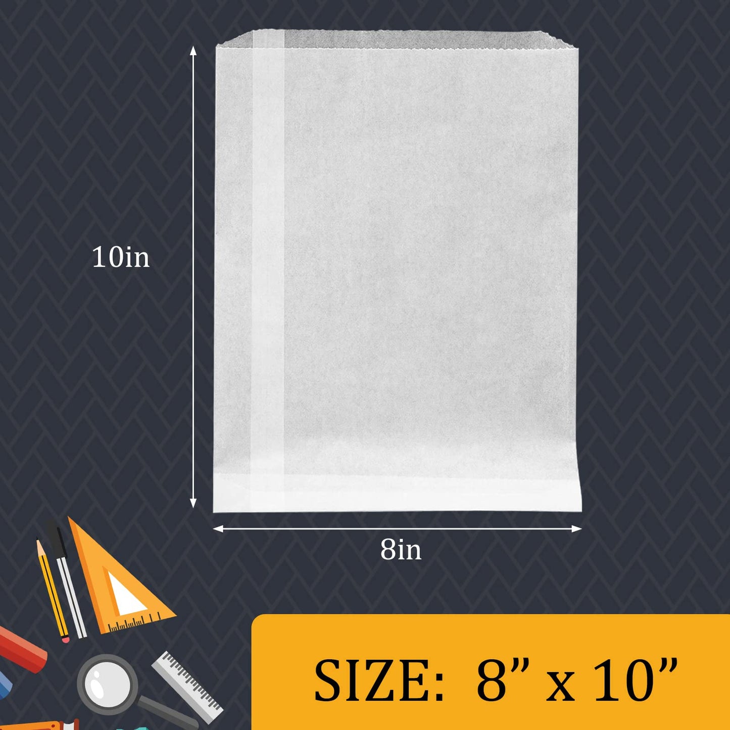 Lineco Glassine Envelopes 8" x 10'', Pack of 100. Envelopes. Protect Photos, Prints, Negatives. Air, Water, Dust, Grease Resistant. Store Stamps, Coins, Scrapbooking, Storage.