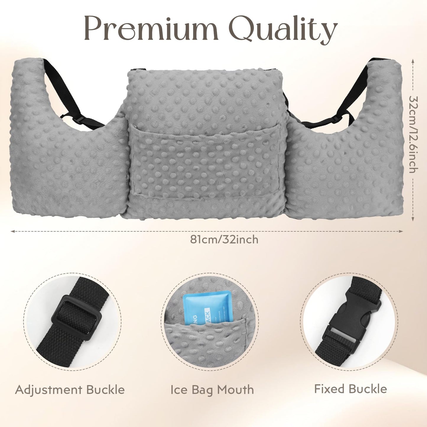 Mastectomy Pillow for Post-Surgery Recovery - Hysterectomy Recovery Must Haves - Essential for Breast Reduction, Augmentation, Lumpectomy, Heart Surgery - Adjustable Strap & Washable Cover.