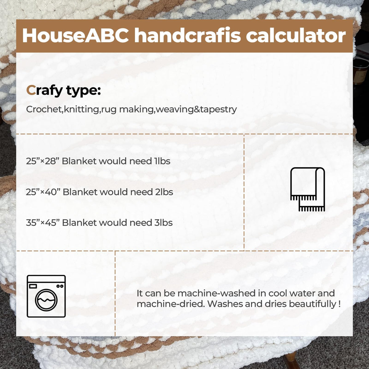 HouseABC Chunky Yarn for Hand Knitting Soft Jumbo Bulky Fluffy Yarn for Crocheting Blanket Scarf DIY 8 Pack (Cream, 28yds, 8 Ounces Each)