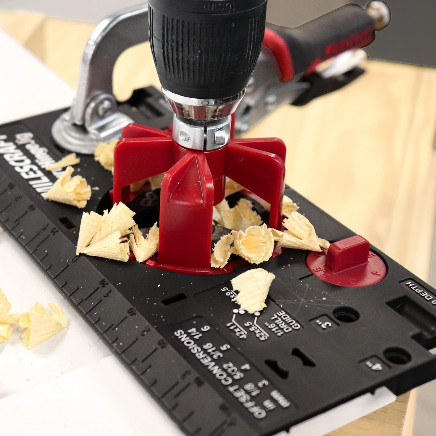 Milescraft 1342 Euro Hinge Jig – Concealed Hinge Jig, Drilling Guide, Drill Jig for Framed and Frameless Cabinets. Metal Drill Guide Produces Perfect Hinge Holes. 35 mm Forstner Bit Included
