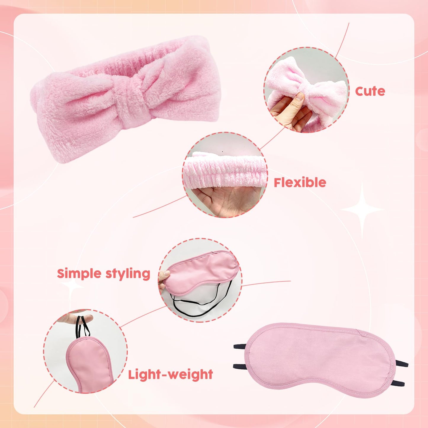 32 Pcs Foot Spa Kit for Kids, Light Pink 8 Foot Tubs for Soaking & 8 Towels & 8 Hairbands & 8 Eye Masks, Spa Party Supplies for Girls for Sleepovers Slumber Party