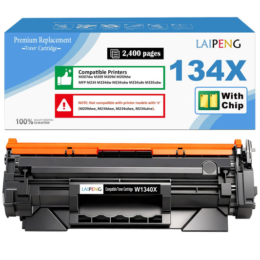 134X Black Toner Cartridge [with CHIP] Replacement for 134X W1340X 134A W1340A Compatible for M207dw M209 M209d M209dw MFP M234 M234dw M234sdw M234sdn M235sdw Printers W1340X (Black x 1)