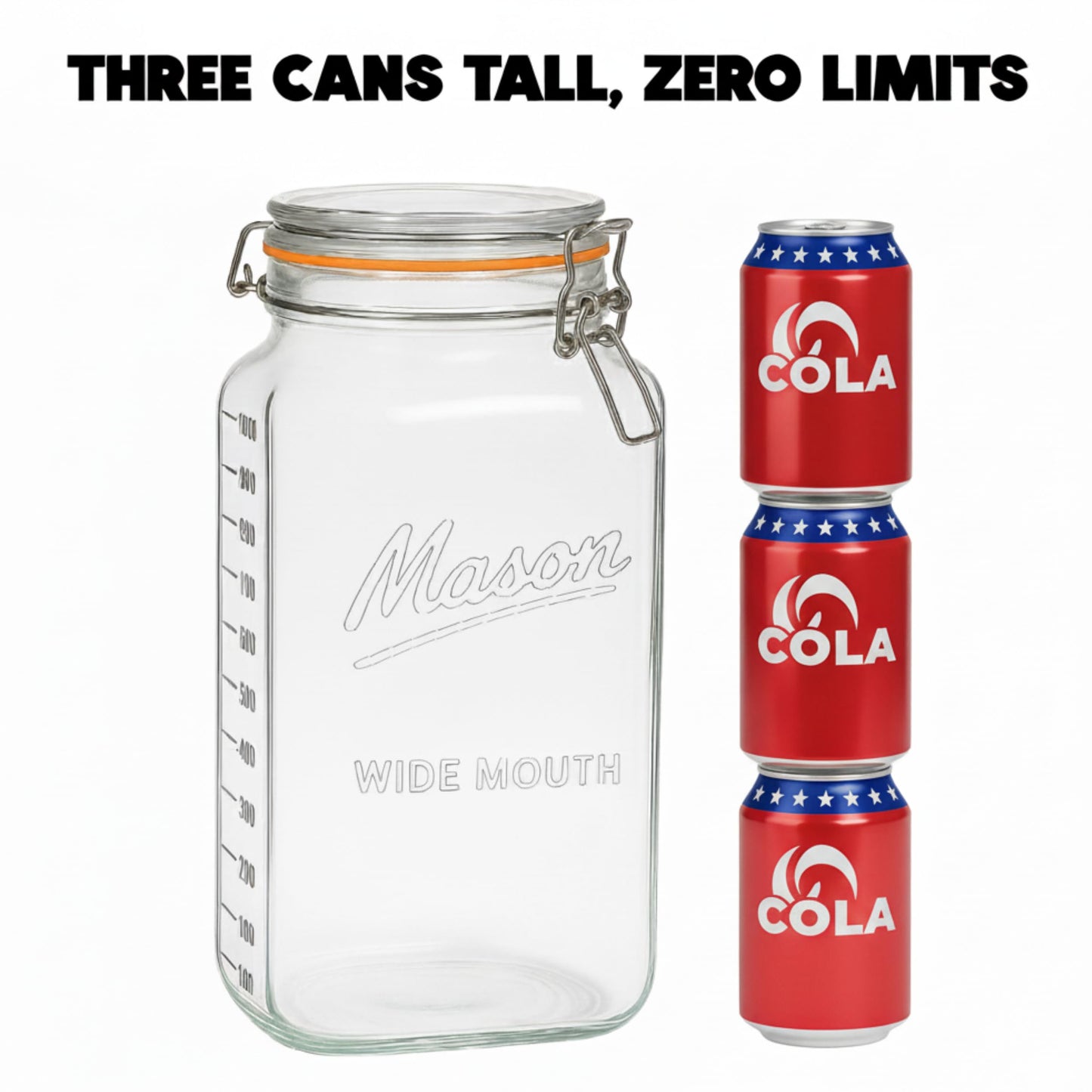 kitchentoolz 2 Gallon Large Glass Mason Jar with Airtight Lid- Extra Wide Mouth - Big Fermentation & Canning Container - Jumbo Storage - Pack of 1