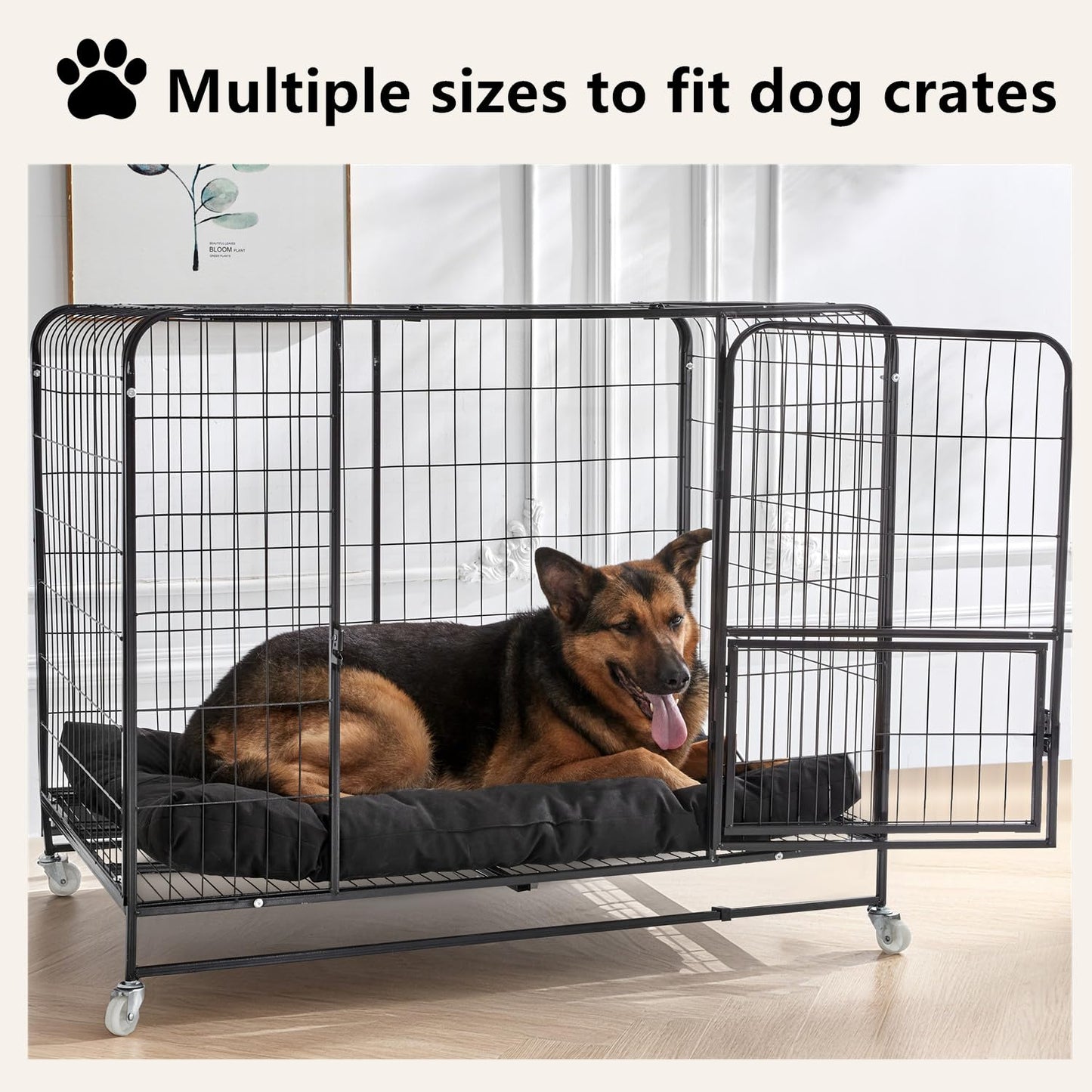 Chew Proof Indestructible Dog Bed for Aggressive Chewers Waterproof Durable Dog Crate Pad,Washable Tough Pet Mats for Kennel Machine Washable Black (Black, M-18''x29'')