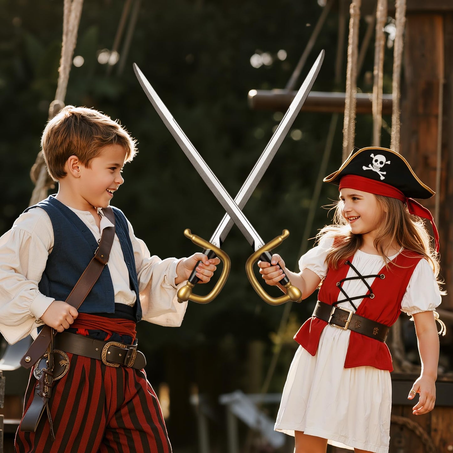 2pcs Pirate Cutlass Swords,31.5" Plastics Toy Sword,Medieval Pirate Costume Accessory for Halloween Cosplay LARP,Props