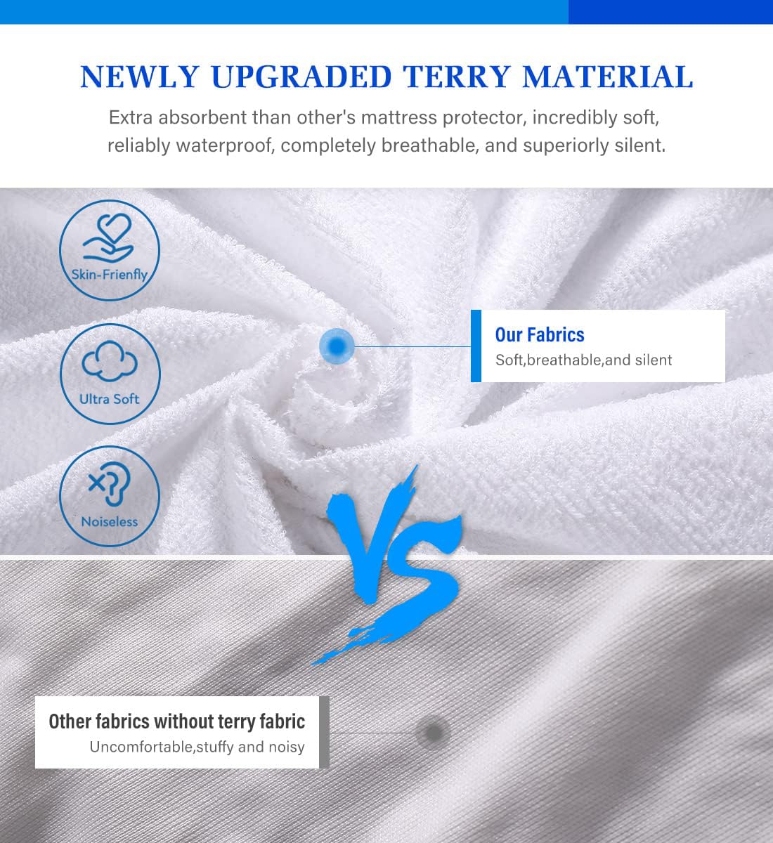 2 Pack Twin Mattress Protector, Mattress Cover Waterproof Mattress Protector Twin for Kids, Noiseless Soft Breathable Terry Pad for Kids Pets Adults 39"x75"