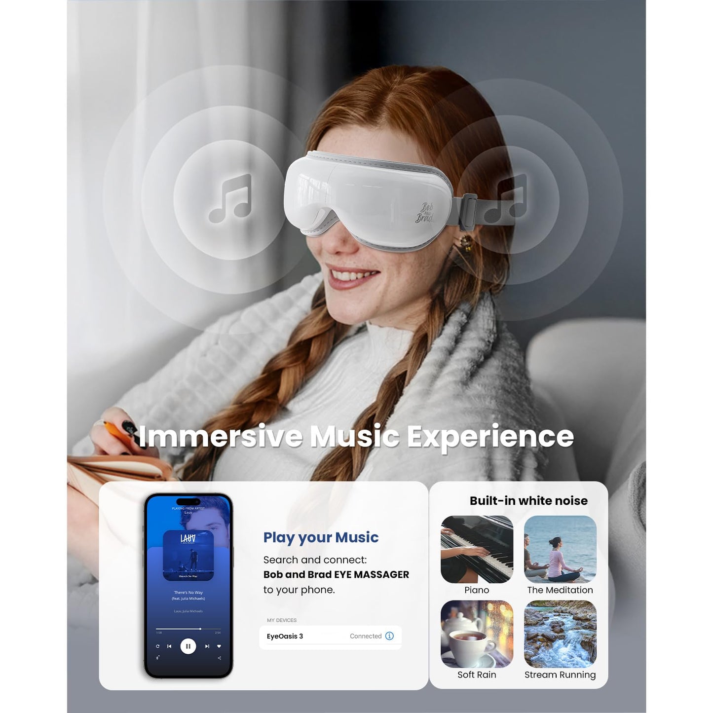 Bob and Brad EyeOasis 3 Electric Eye Mask with Heat and Cooling, Rechargeable Sleep Eye Mask for Relaxation, Birthday Christmas Gift for Women Men